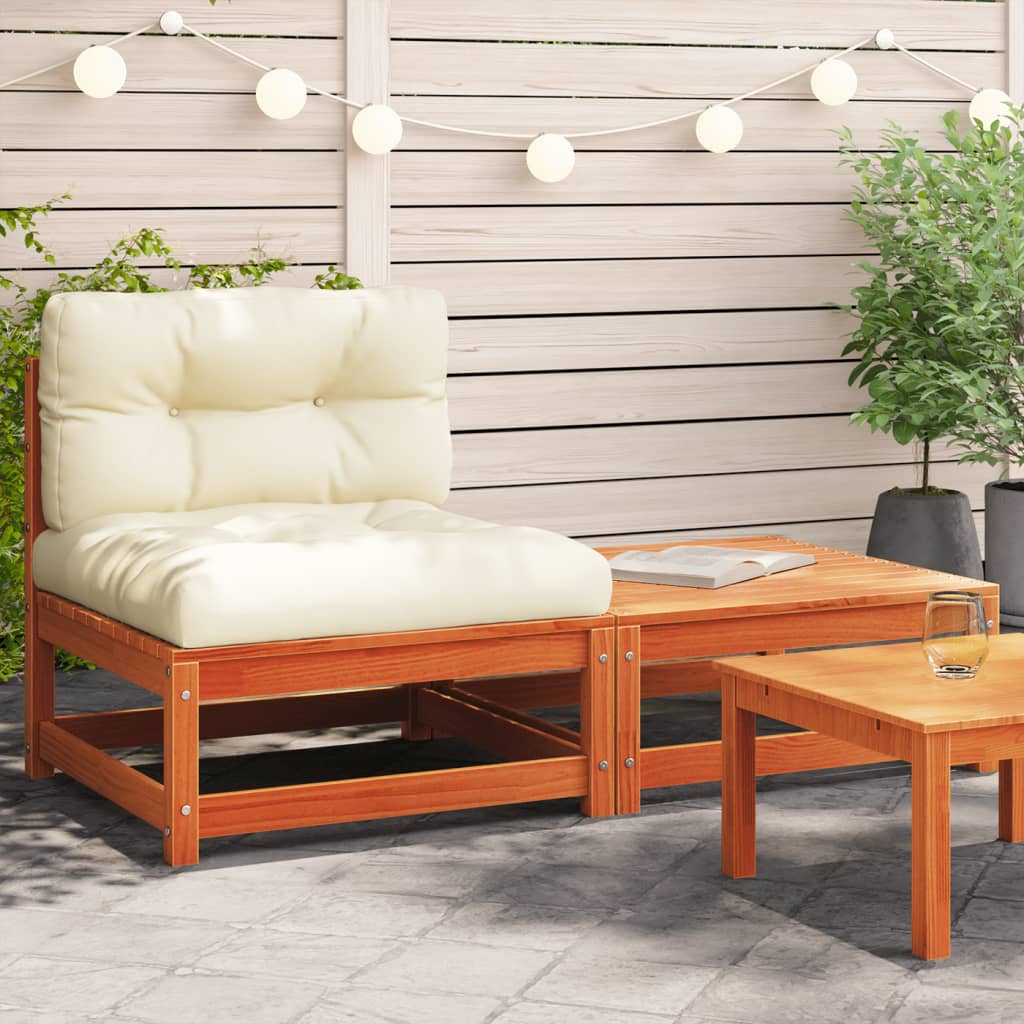Gartensofa ohne Armlehnen mit Kissen und Hocker Gartensofa ohne Armlehnen mit Kissen und Hocker
