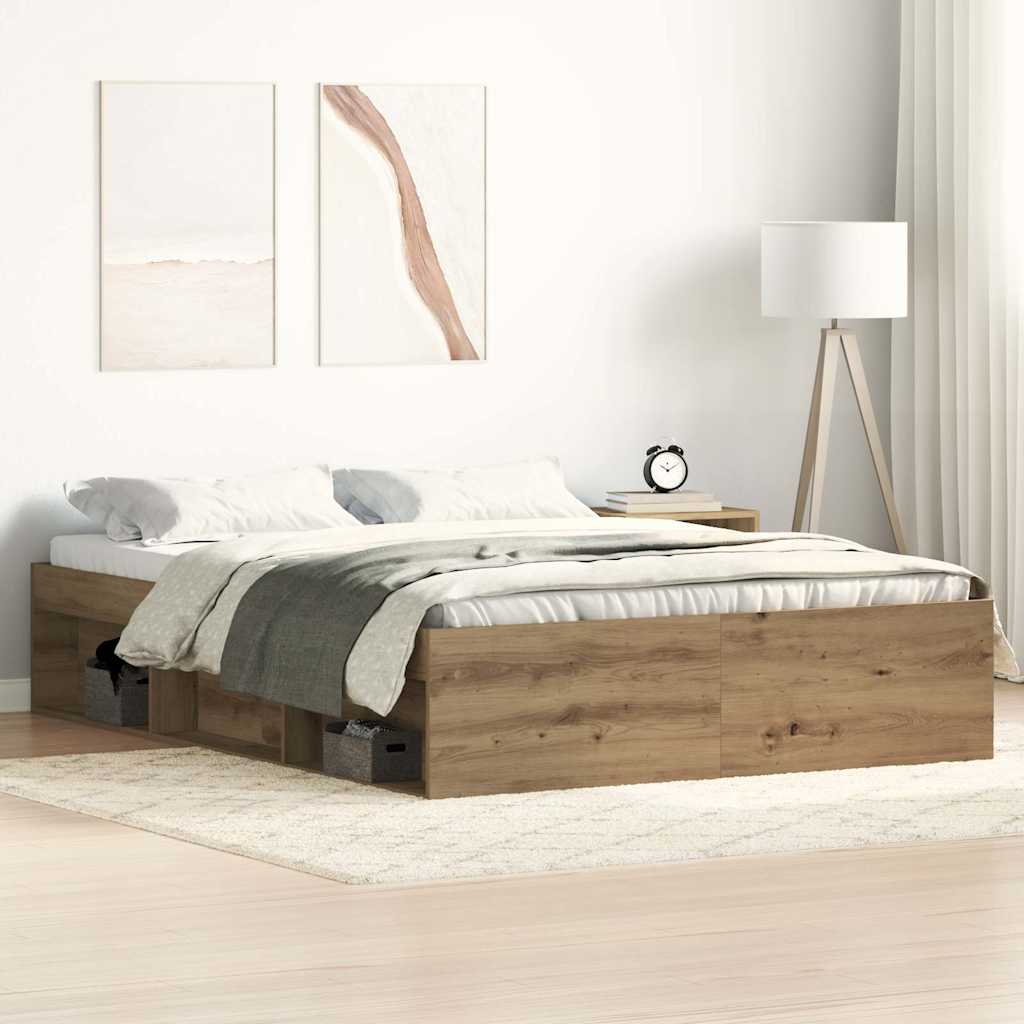 Bettgestell ohne Matratze Artisan-Eiche 135x190cm Holzwerkstoff