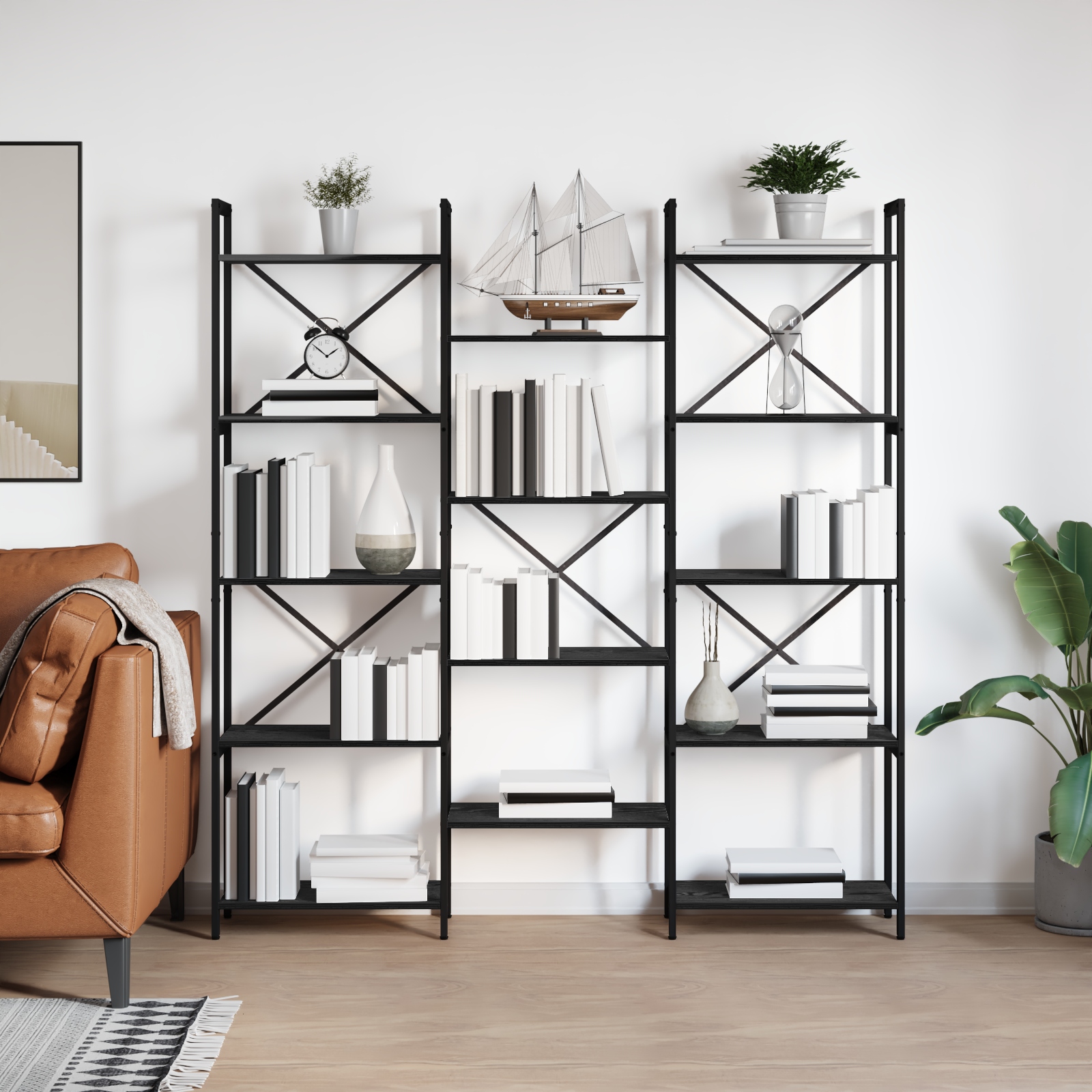 Regal Schwarze Eiche 156 x 25 x 167.5 cm Holzwerkstoff
