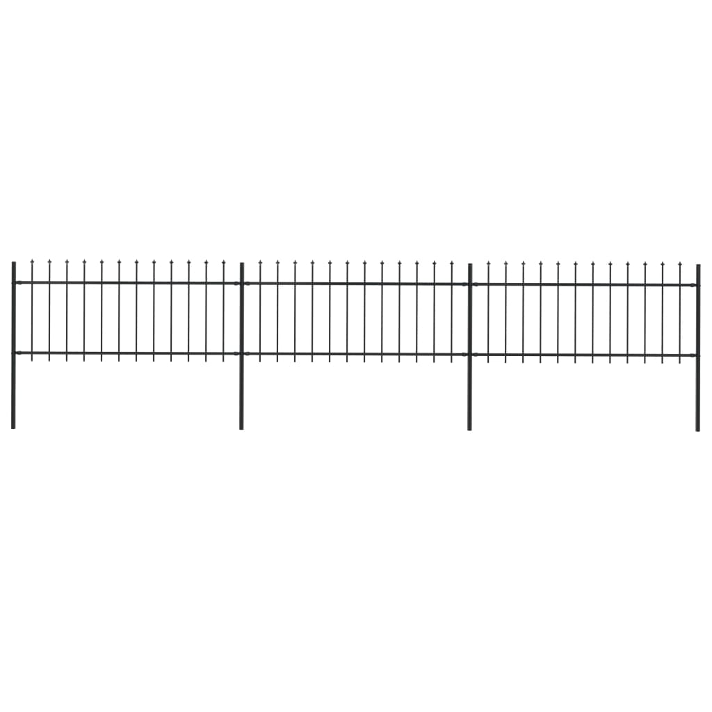 Gartenzaun mit Speerspitzen Stahl 5,1 x 0,8 m Schwarz