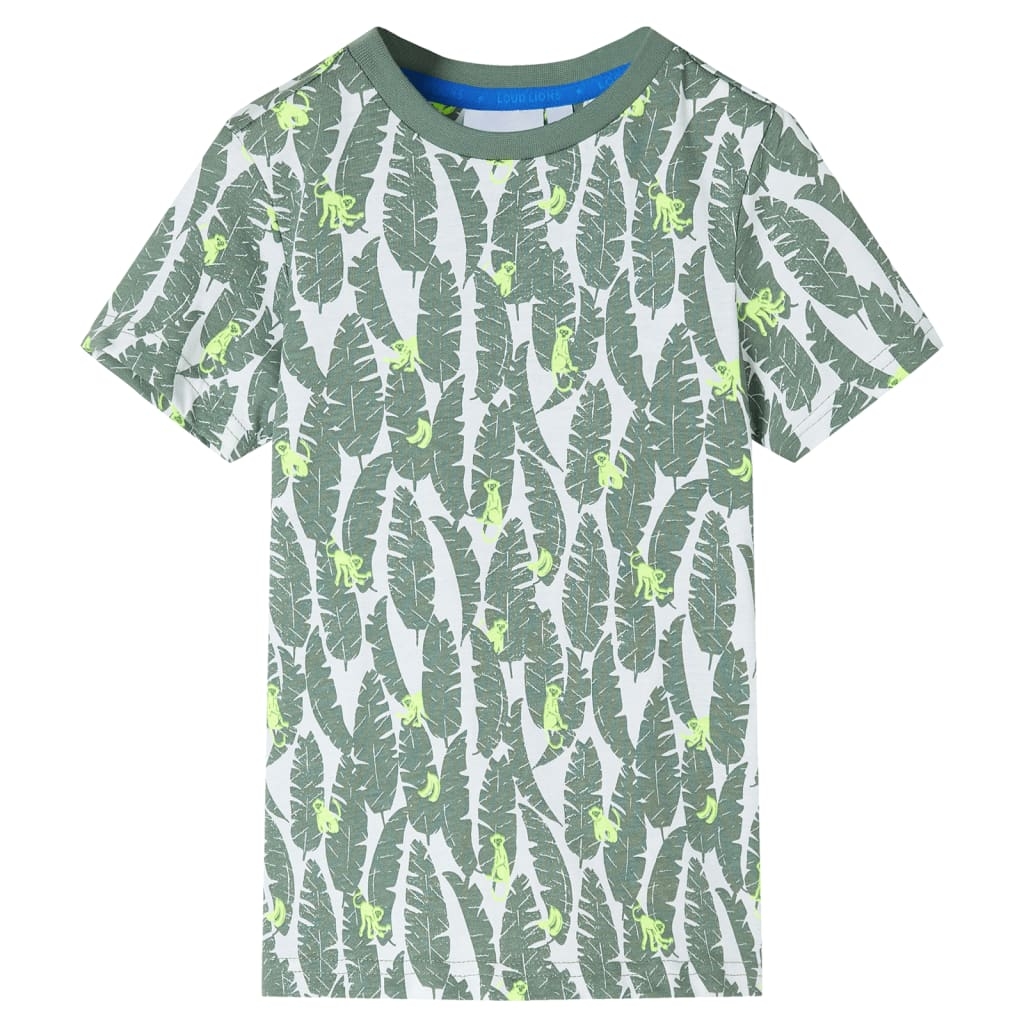 Kinder-T-Shirt Ecru und Dunkles Efeugrün 92