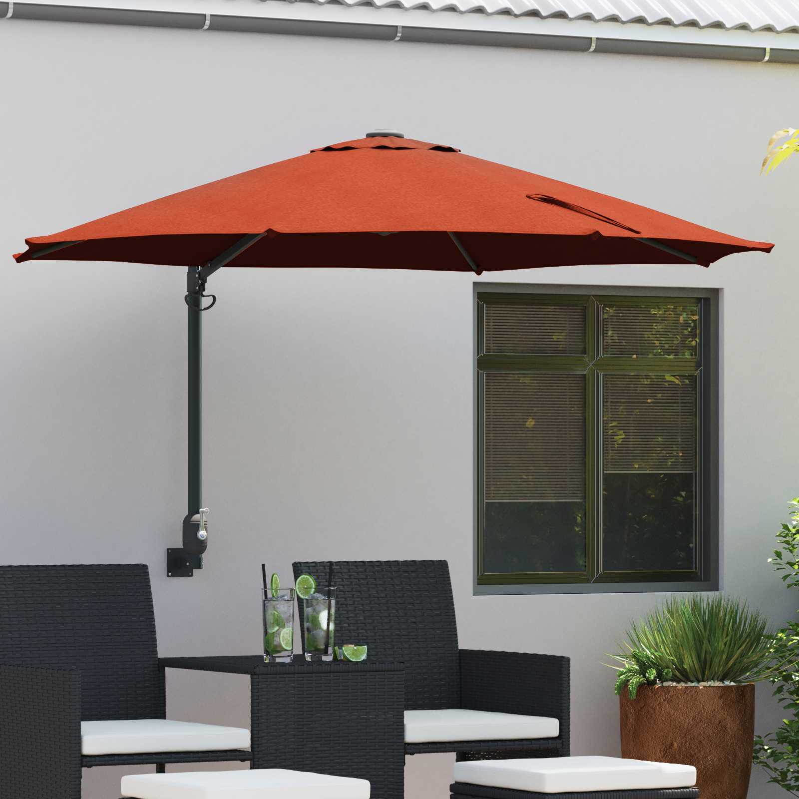 Terrassenumbrella Terracotta Aluminiumrahmen, Polyesterdach Groß