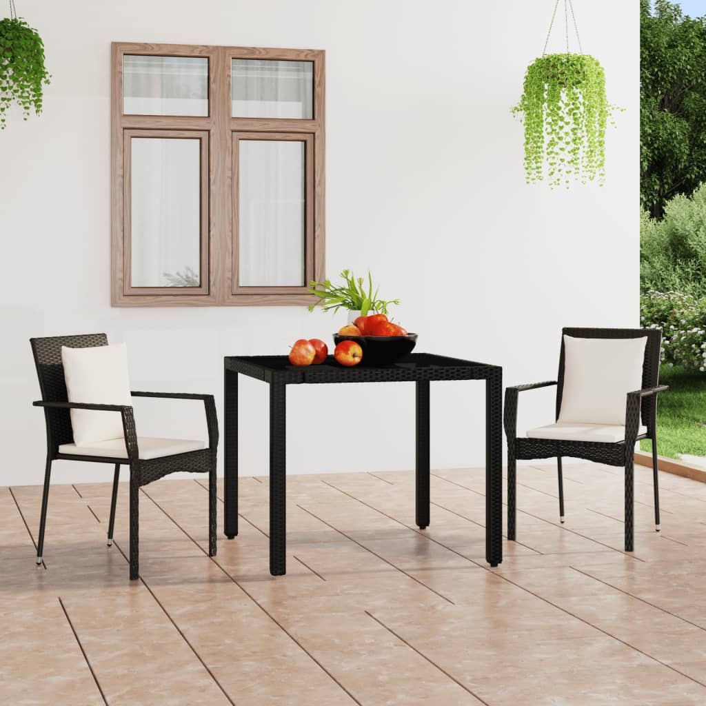 Gartenstühle mit Kissen 2 Stk. Poly Rattan Schwarz Gartenstühle mit Kissen 2 Stk. Poly Rattan Schwarz