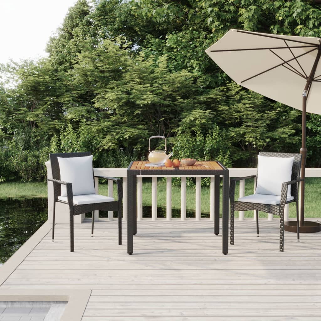 3-tlg. Garten-Essgruppe mit Kissen Schwarz Poly Rattan 3-tlg. Garten-Essgruppe mit Kissen Schwarz Poly Rattan