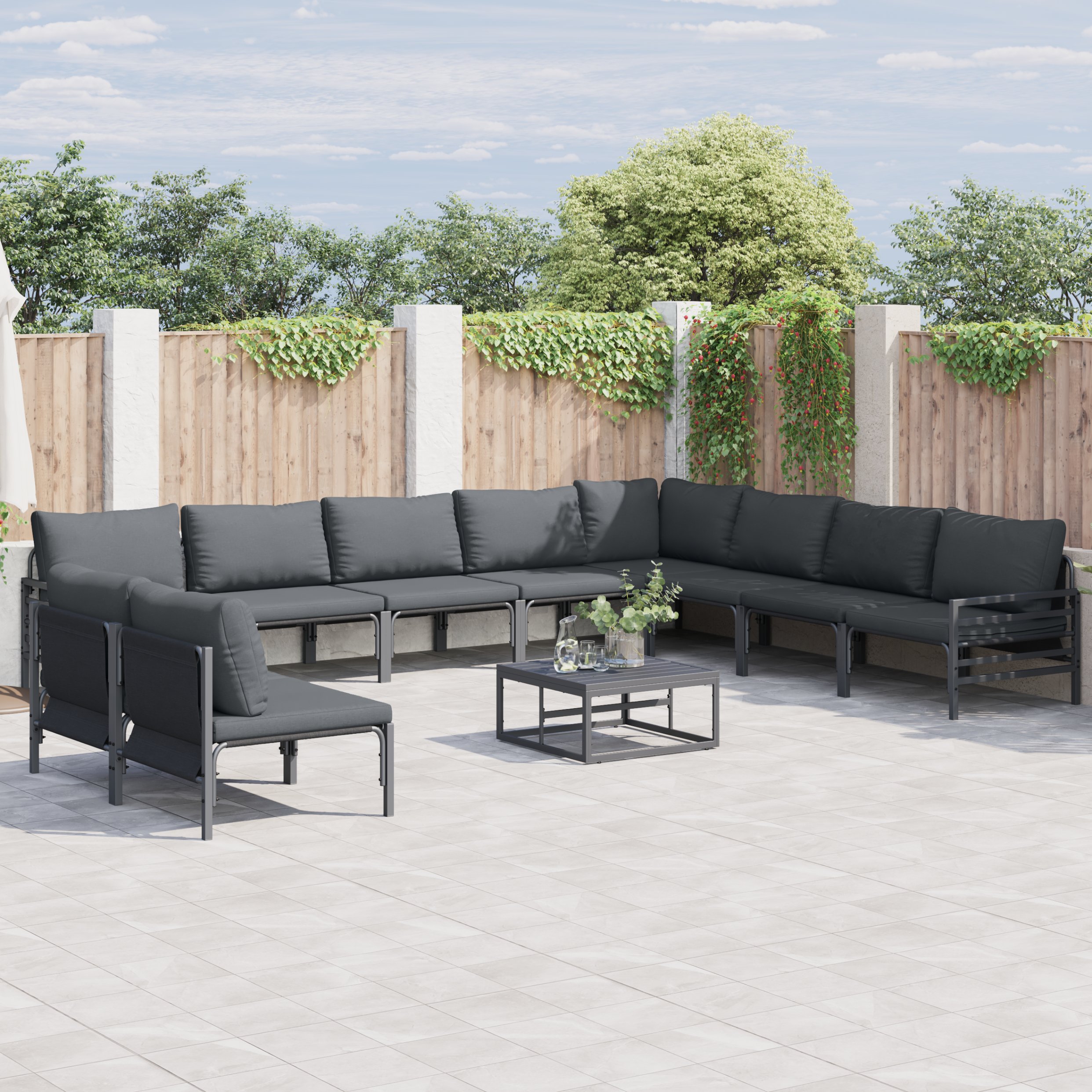 Garten-Sofa-Set 11 pcs Anthrazit Stahl Garten-Sofa-Set 11 pcs Anthrazit Stahl