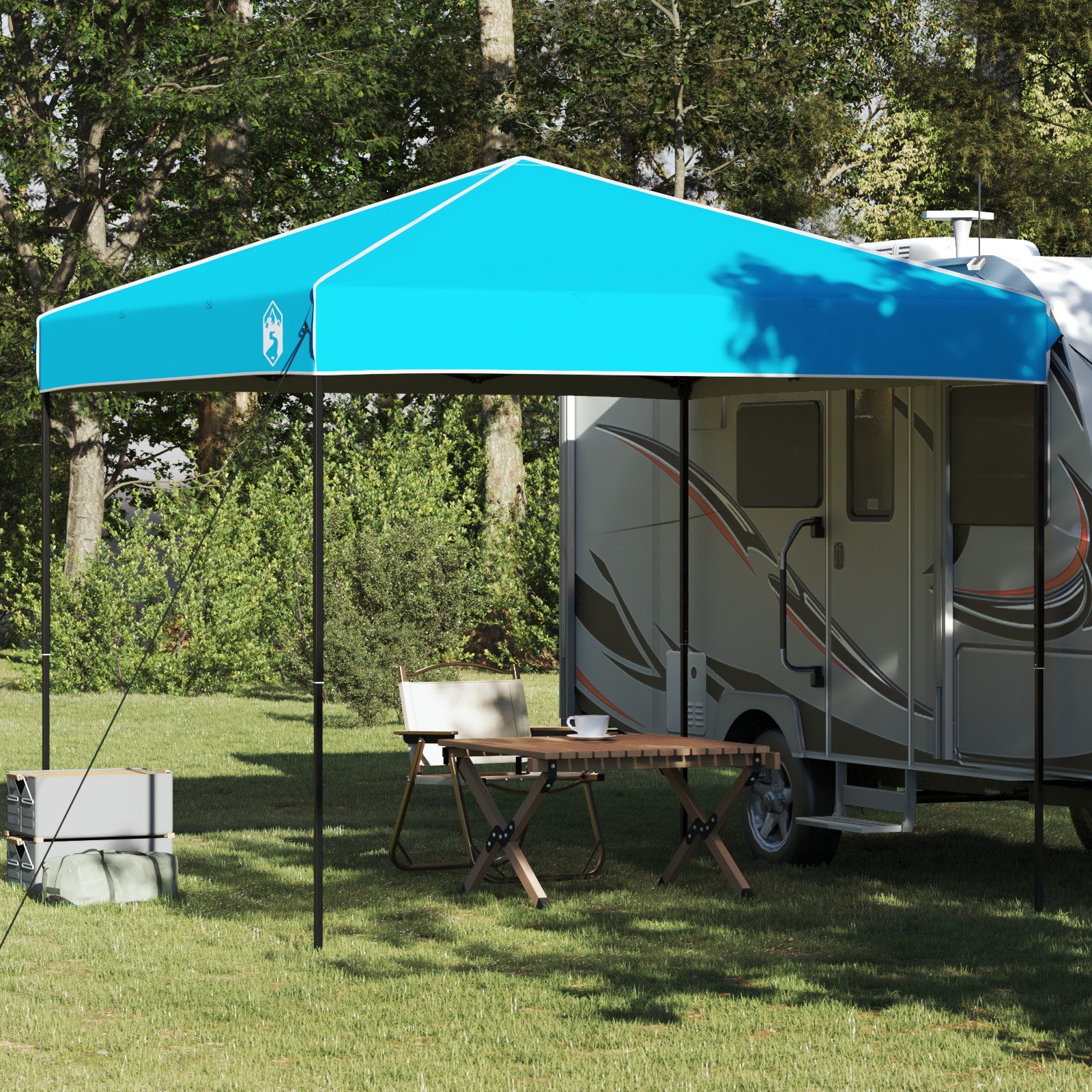 Pavillon-Zelt Blau 250 x 250 x 227 / 236 / 245 cm Oxford Stoff