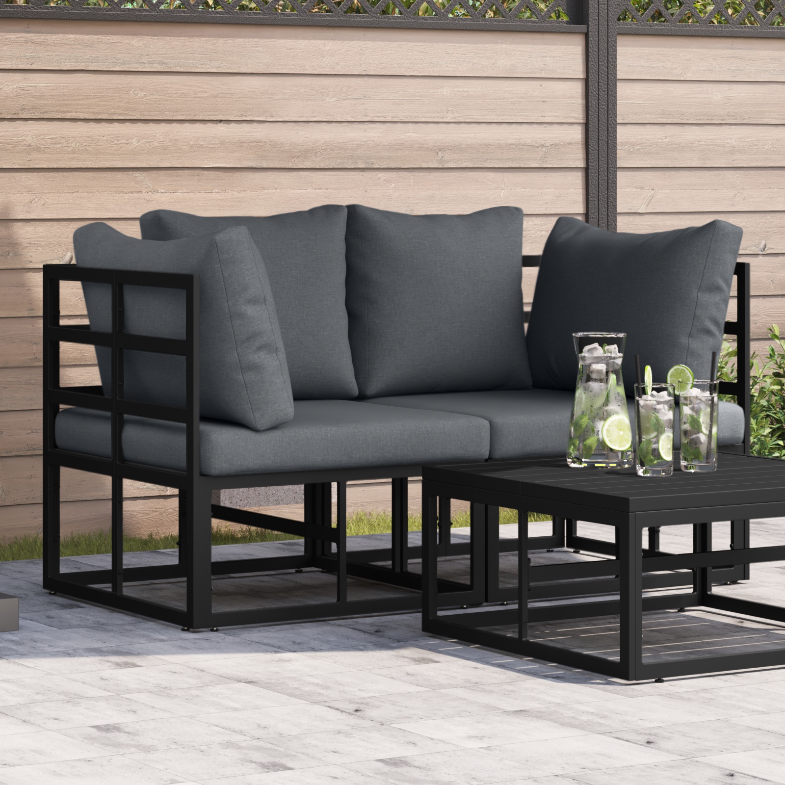 Gartenmöbel-Sets mit Kissen mit Kissen 2 pcs Schwarz und Anthrazit Gartenmöbel-Sets mit Kissen mit Kissen 2 pcs Schwarz und Anthrazit