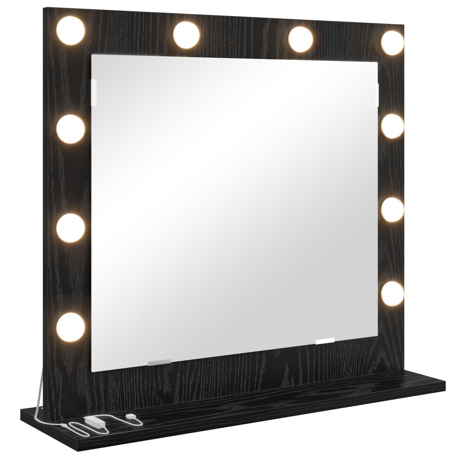 Schminkspiegel mit LED-Lichtern Schwarz Eiche 60x55x18 cm