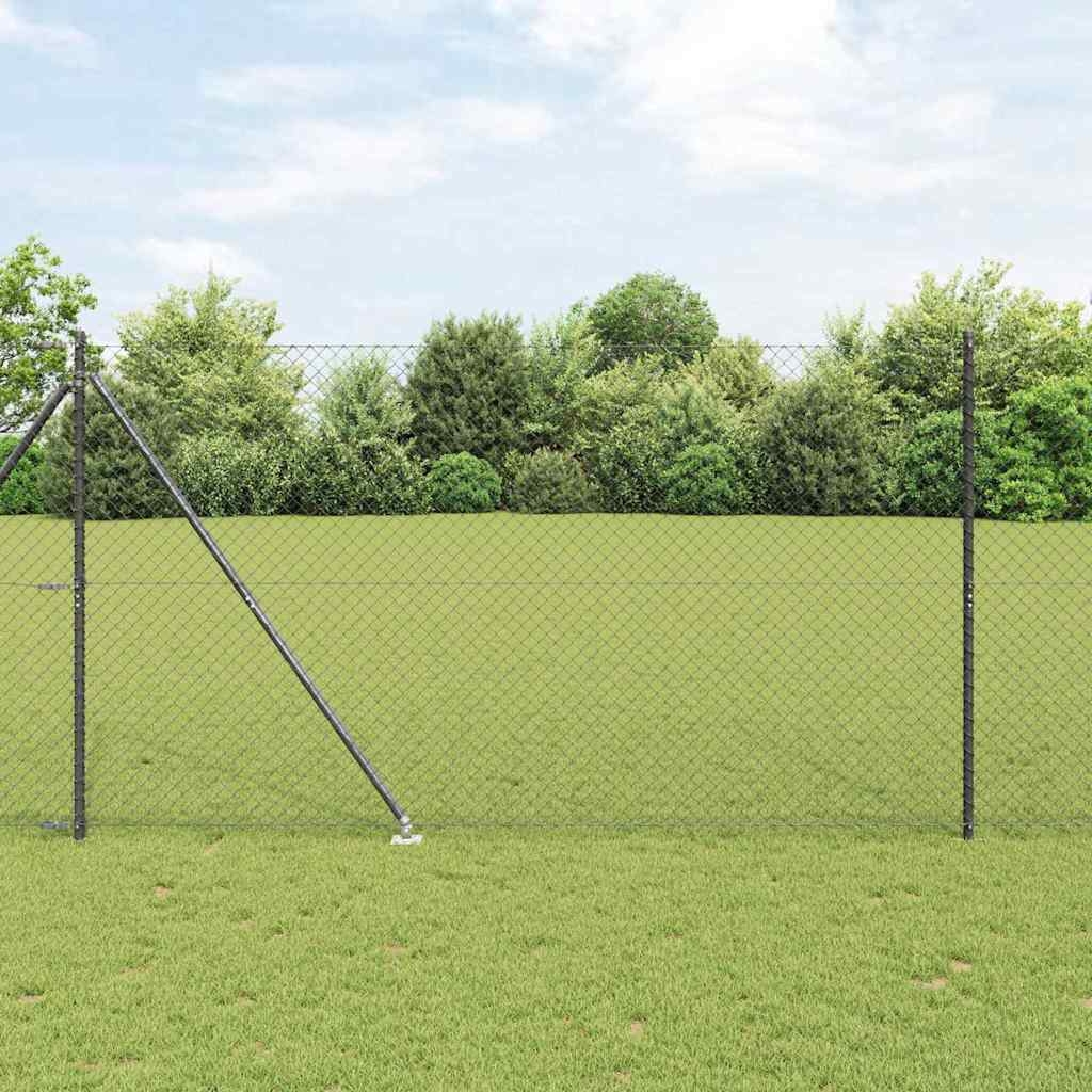 Kettengliedzaun Grau 1.5 x 25 m Stahl