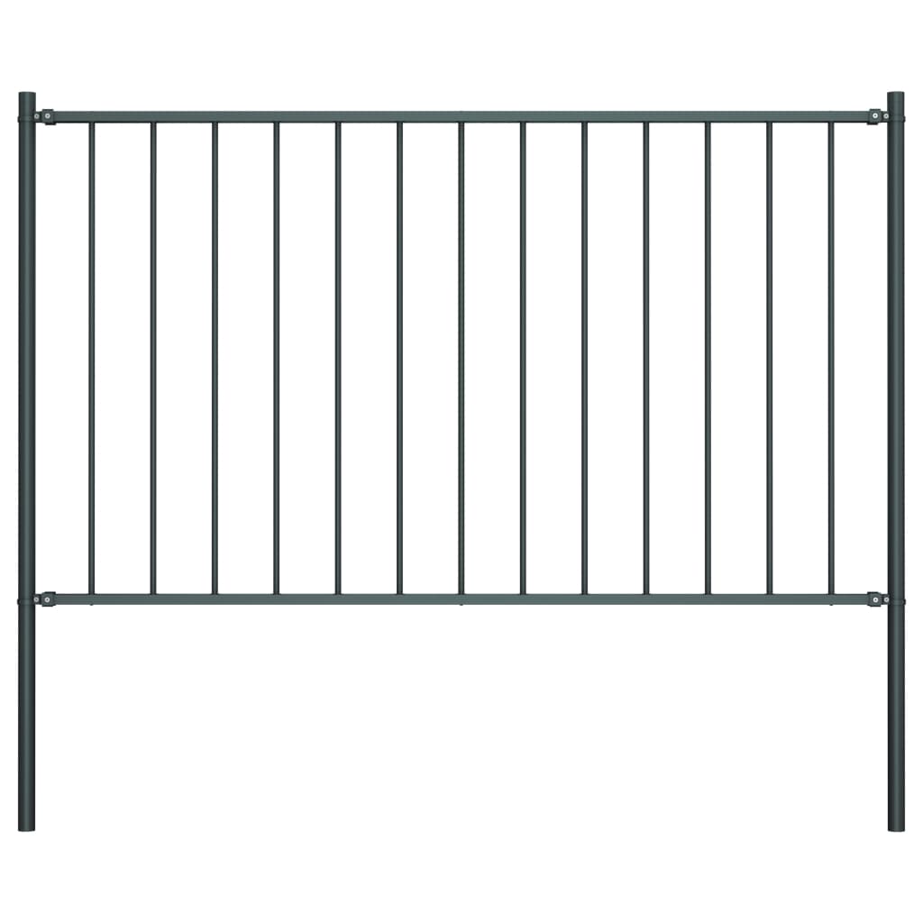 Zaunfeld mit Pfosten Pulverbeschichteter Stahl 1,7 x 1,25 m