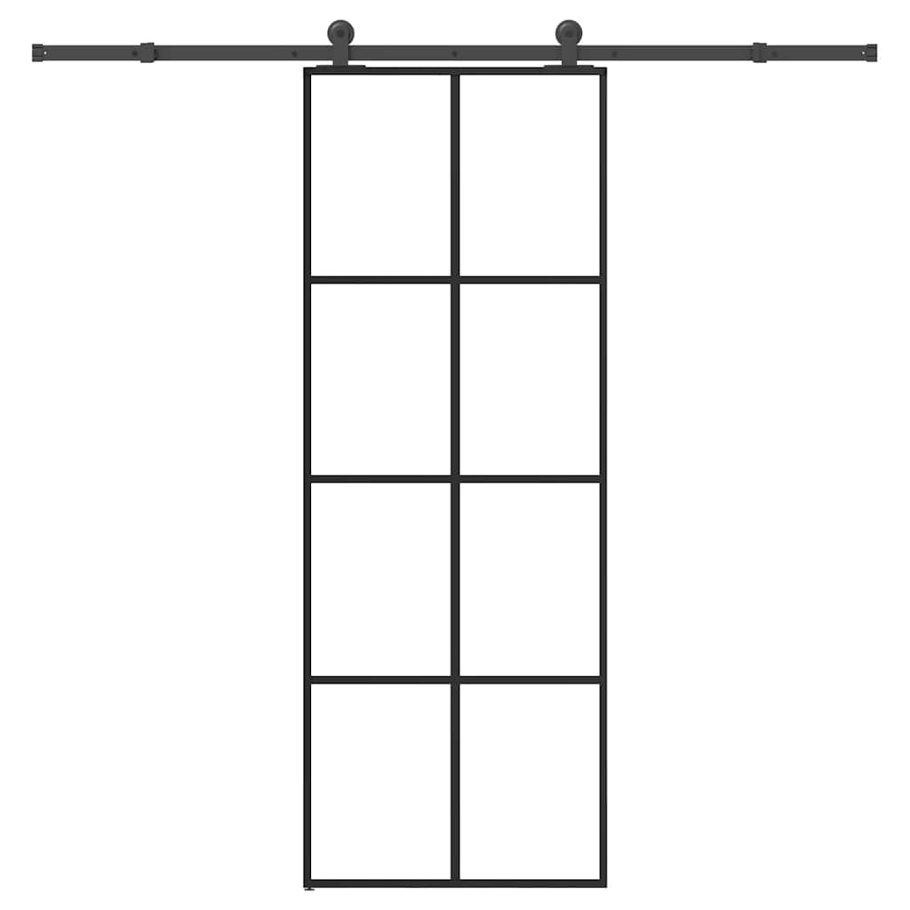 Schiebetür mit Beschlag 76x205 cm ESG-Glas & Aluminium