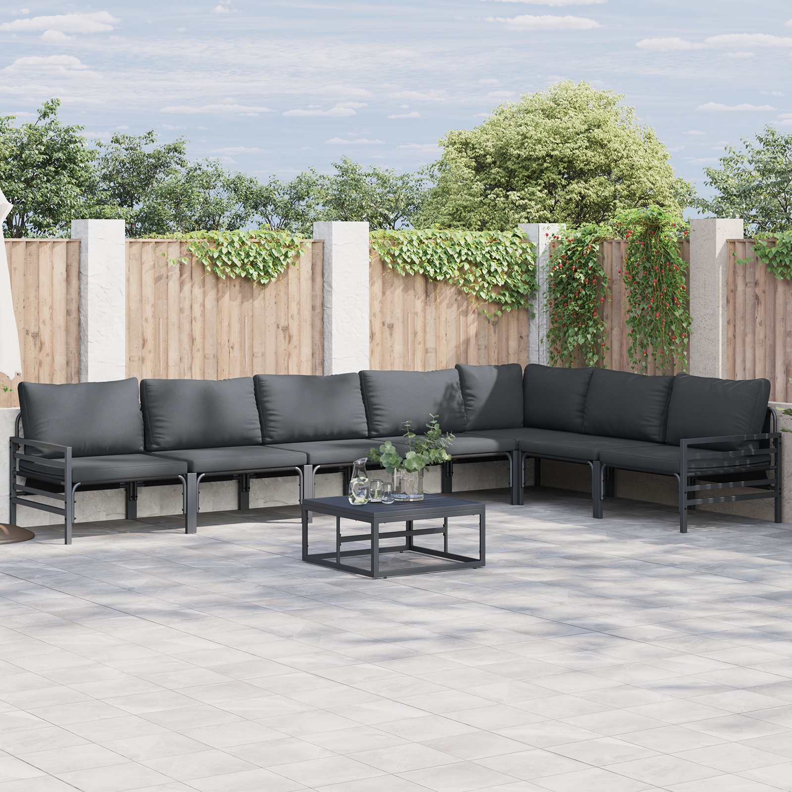 Garten-Sofa-Set 7 pcs Anthrazit Stahl Garten-Sofa-Set 7 pcs Anthrazit Stahl