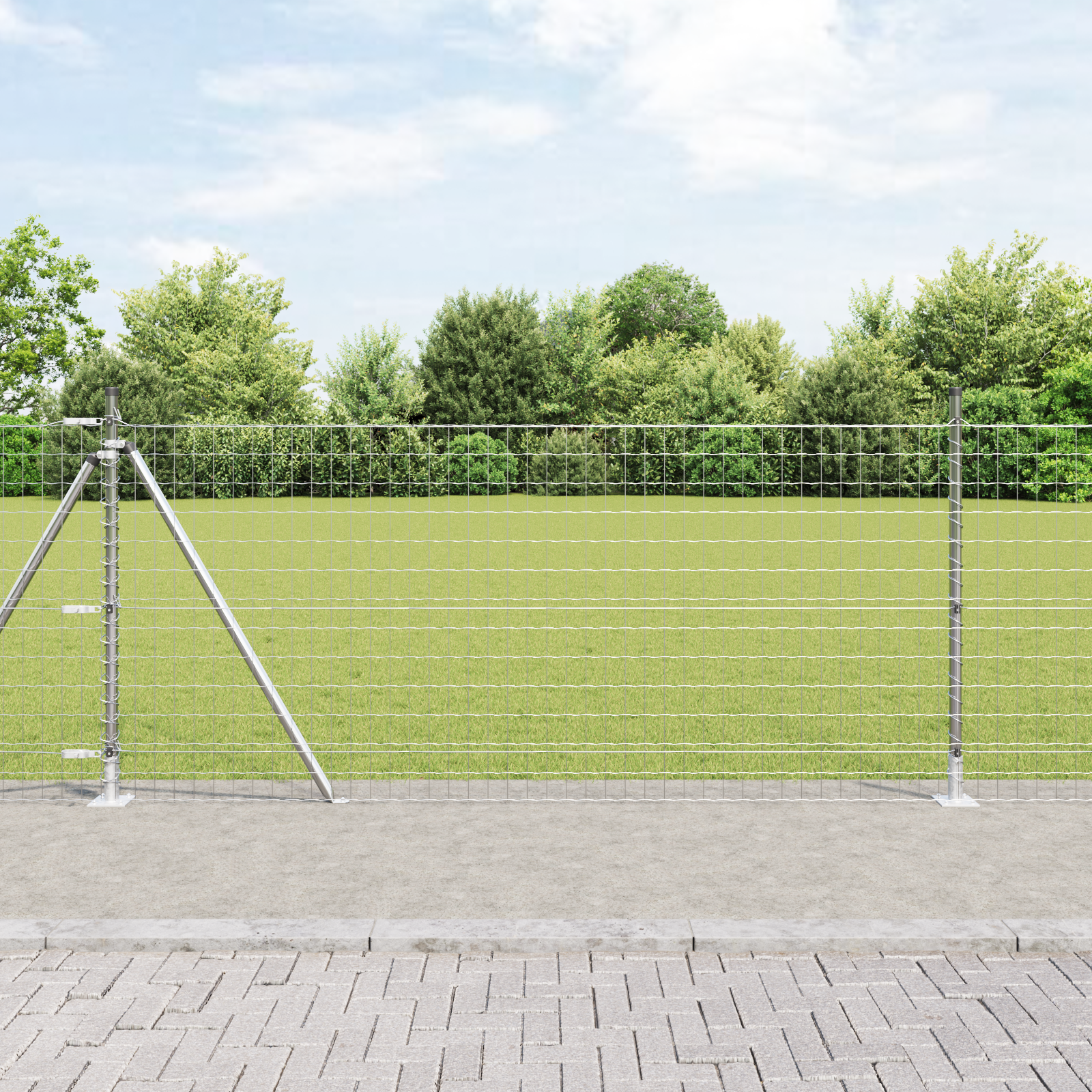 Euro Zaun mit 7 Flanschpfosten 1x10 m Verzinkter Stahl