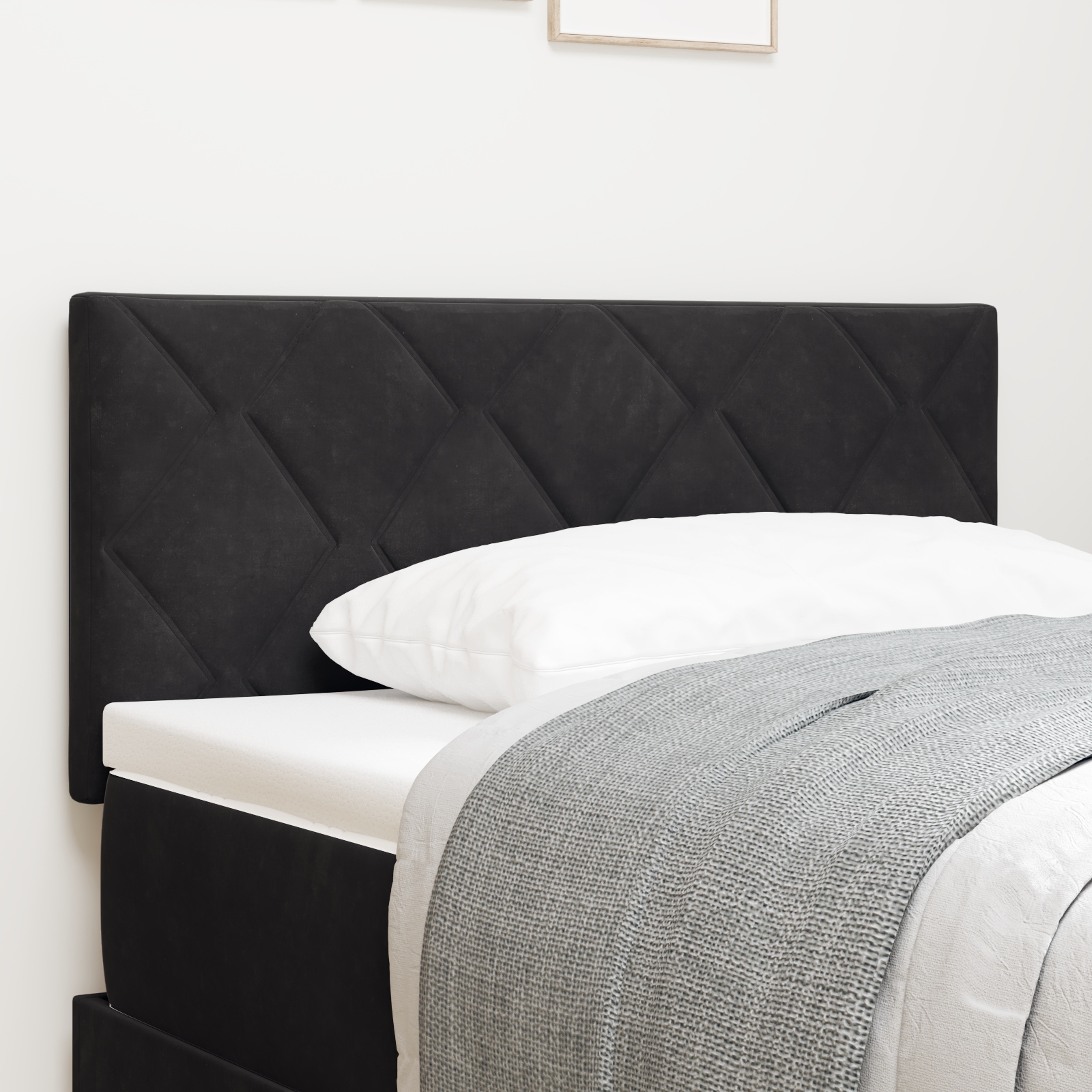 LED Kopfteil Diamantblock Design Schwarz 90 cm Samt