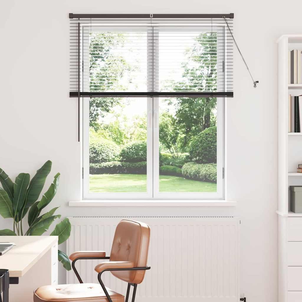 Fenster Jalousie mit Vorhängen Sonstiges Schwarz 80 x 130 cm Aluminium