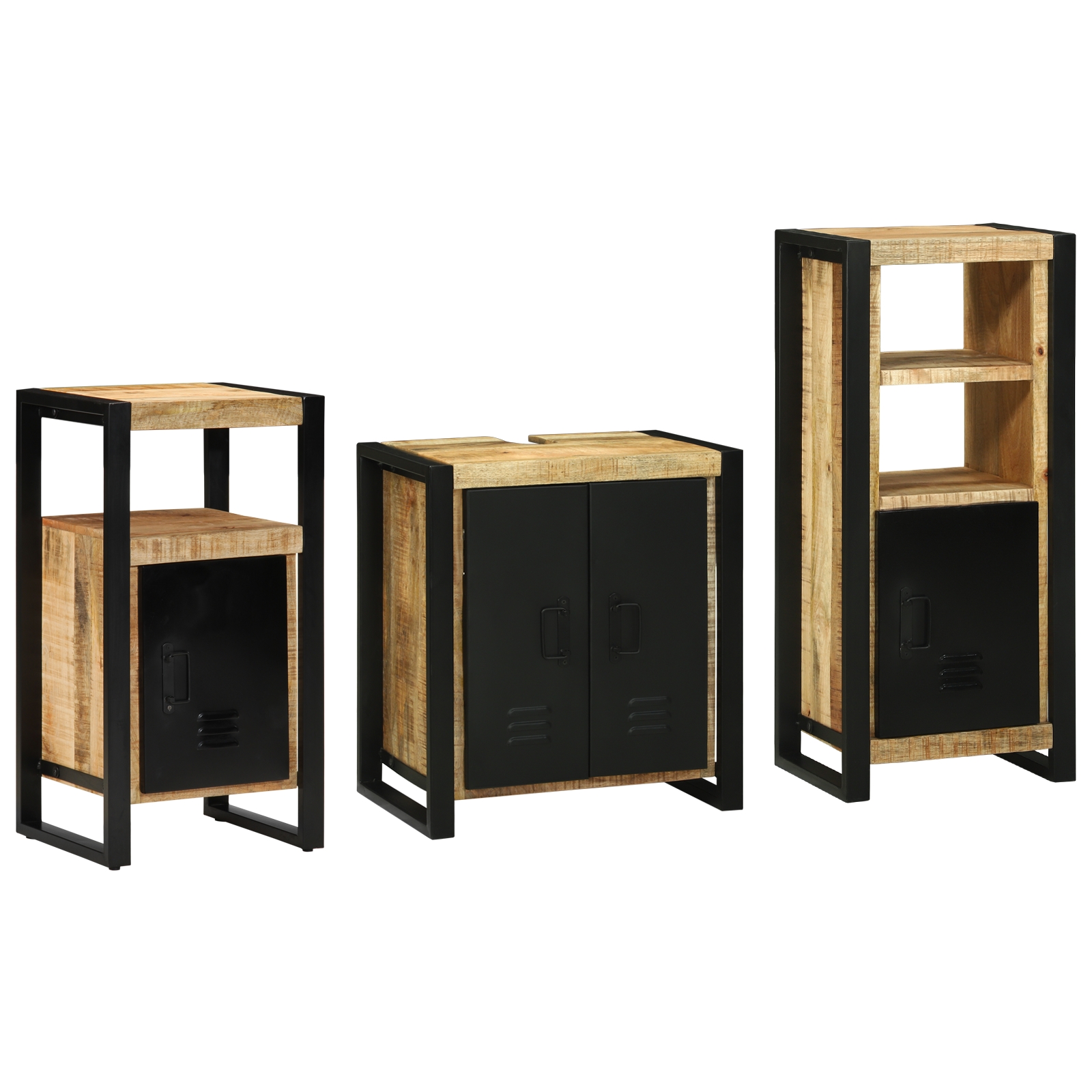 Badezimmermöbel Set mit Regal 3 pcs Braun Massives Mango-Holz
