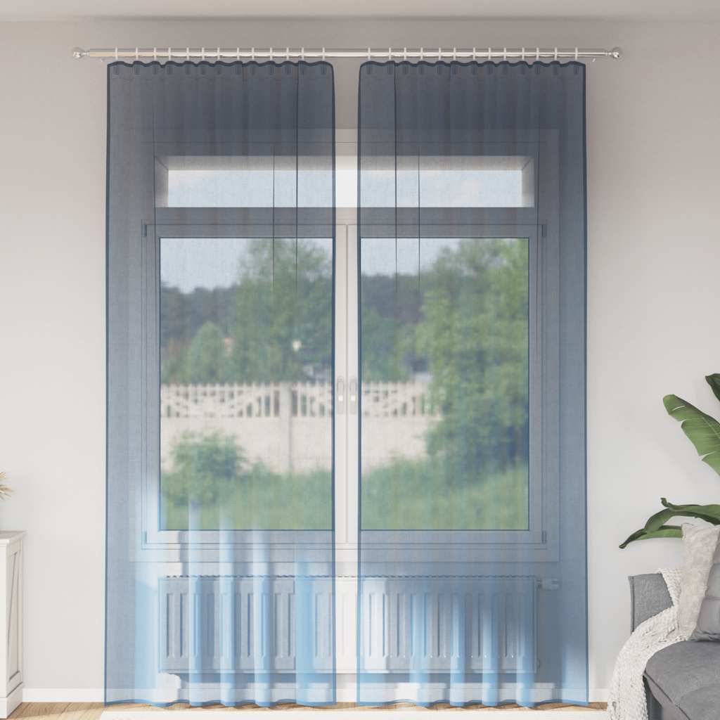 Voile Vorhänge mit Schlaufen 2 Stk. Königsblau 140x260 cm