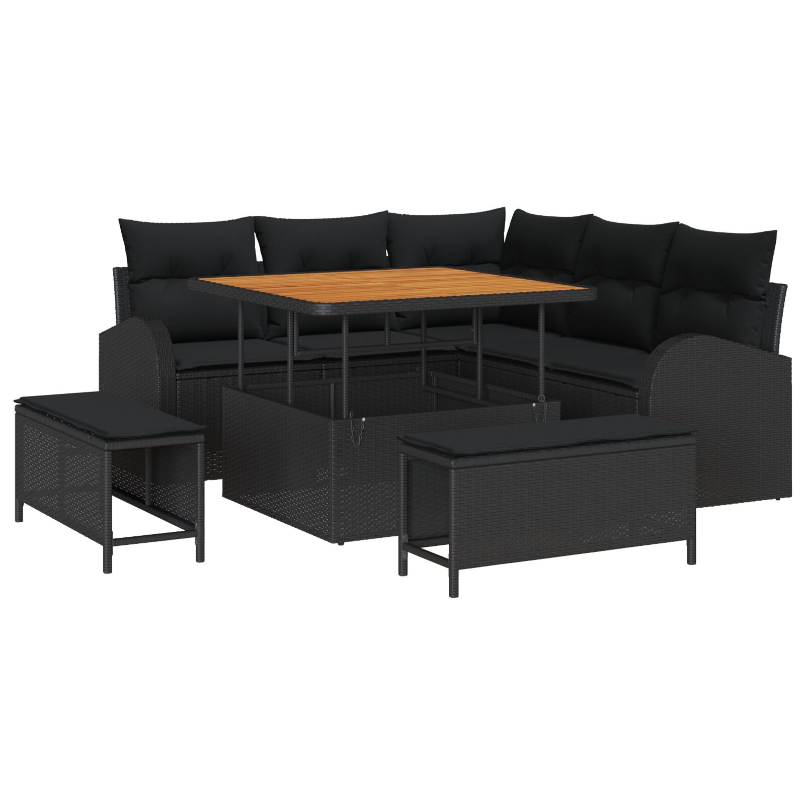 8-teiliges Garten Sofa Set mit Kissen Schwarz Poly-Rattan Akazie, 2-Sitzer Garten Sofa mit Kissen Schwarz Poly-Rattan, 3-teiliges Garten Esstisch Set mit Kissen Schwarz Poly-Rattan Akazie 8-teiliges Garten Sofa Set mit Kissen Schwarz Poly-Rattan Akazie, 2-Sitzer Garten Sofa mit Kissen Schwarz Poly-Rattan, 3-teiliges Garten Esstisch Set mit Kissen Schwarz Poly-Rattan Akazie