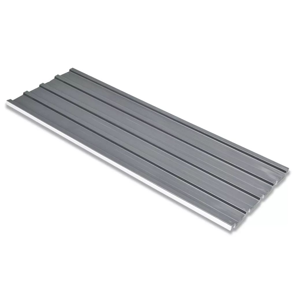 Dachpaneele 12 Stk. Verzinkter Stahl Grau Dachpaneele 12 Stk. Verzinkter Stahl Grau