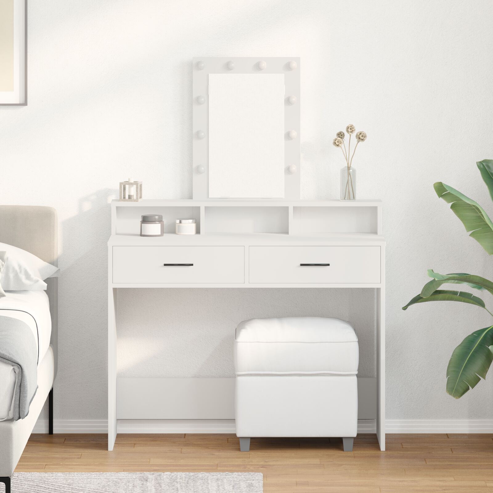 vidaXL Frisierkommode Weiß MDF 100 x 41 x 140 cm Frisierkommode
