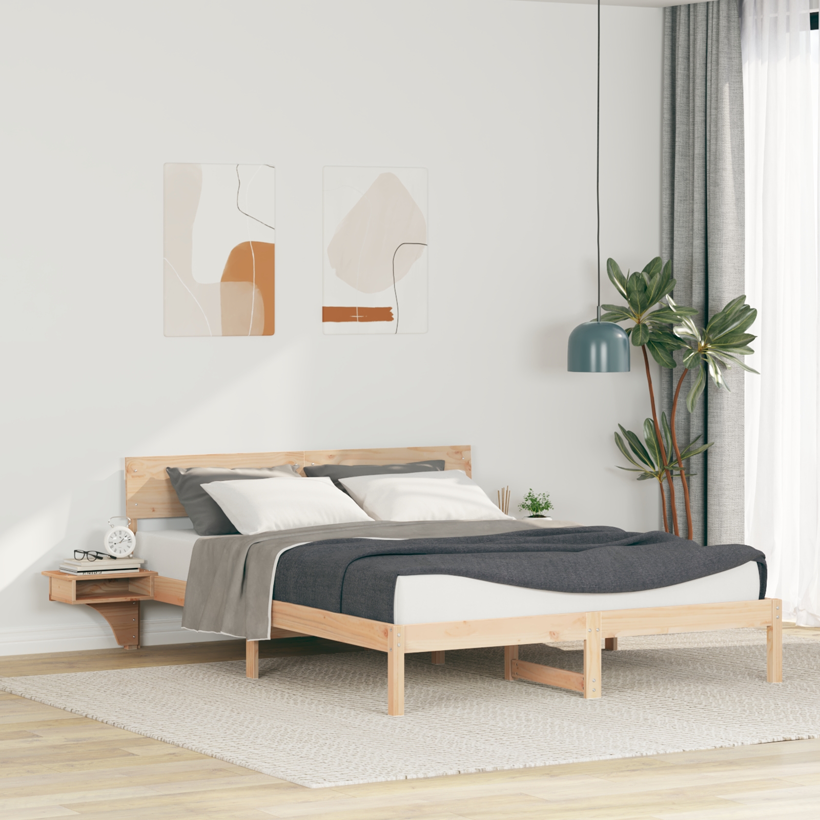 Bettgestell mit Nachttischen mit Kopfteil Braun 160 x 200 cm