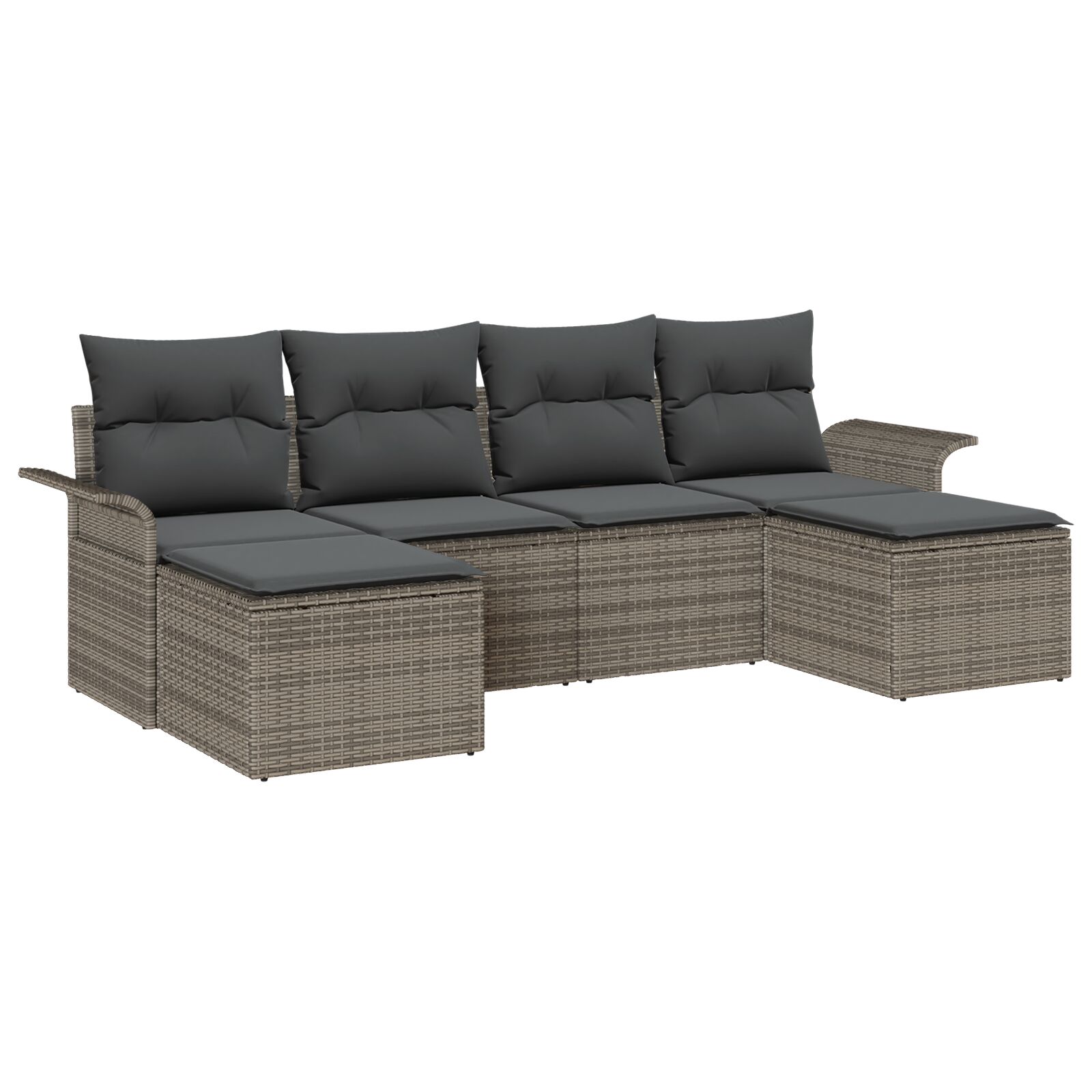 6-teiliges Garten Sofa Set mit Kissen Grau Poly Rattan, 2-Sitzer Garten Sofa mit Stauraum & Kissen Grau Poly Rattan 6-teiliges Garten Sofa Set mit Kissen Grau Poly Rattan, 2-Sitzer Garten Sofa mit Stauraum & Kissen Grau Poly Rattan
