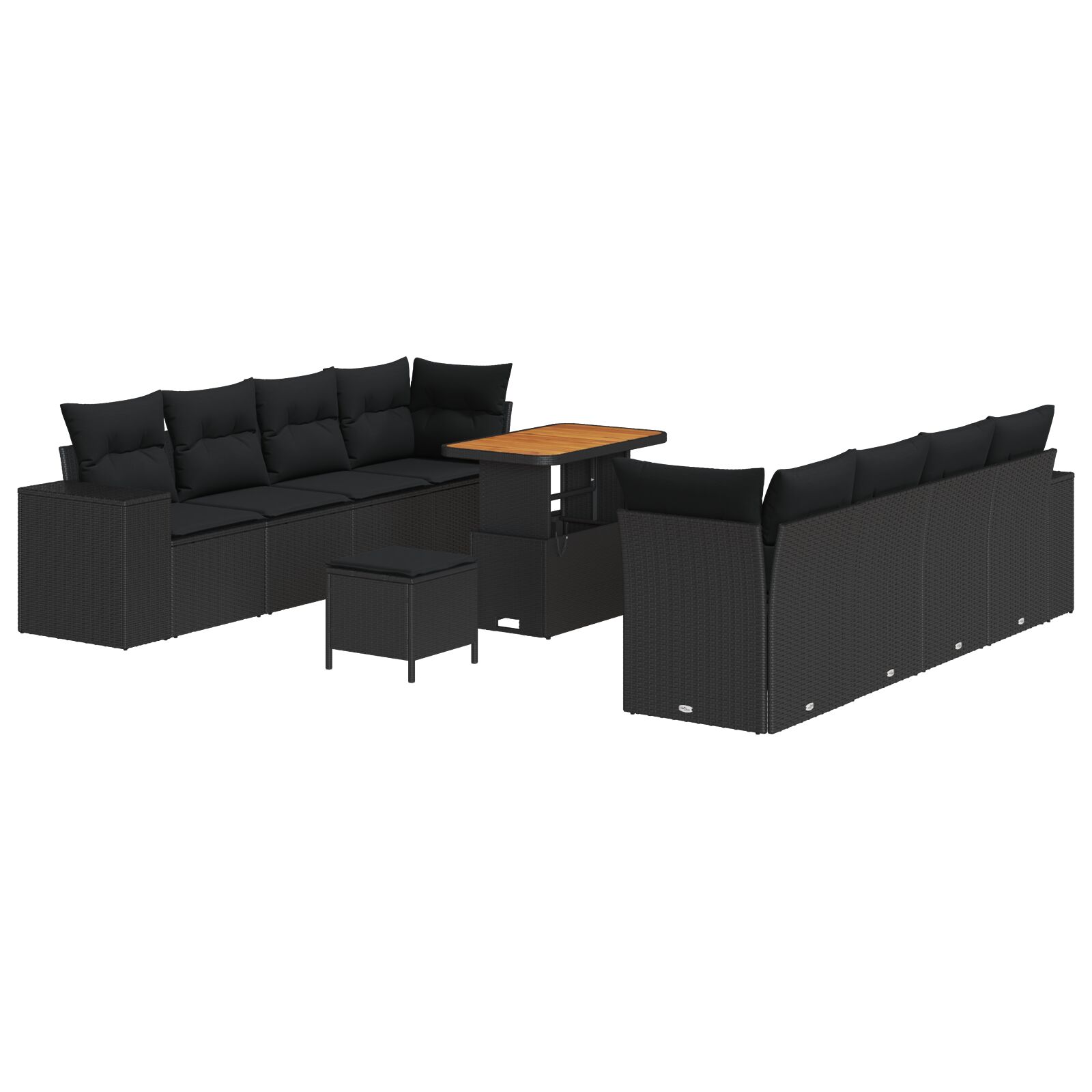 11-teiliges Garten Sofa Set mit Kissen Schwarz Poly Rattan Akazie, 3-teiliges Garten Essset mit Kissen Schwarz Poly Rattan Akazie 11-teiliges Garten Sofa Set mit Kissen Schwarz Poly Rattan Akazie, 3-teiliges Garten Essset mit Kissen Schwarz Poly Rattan Akazie