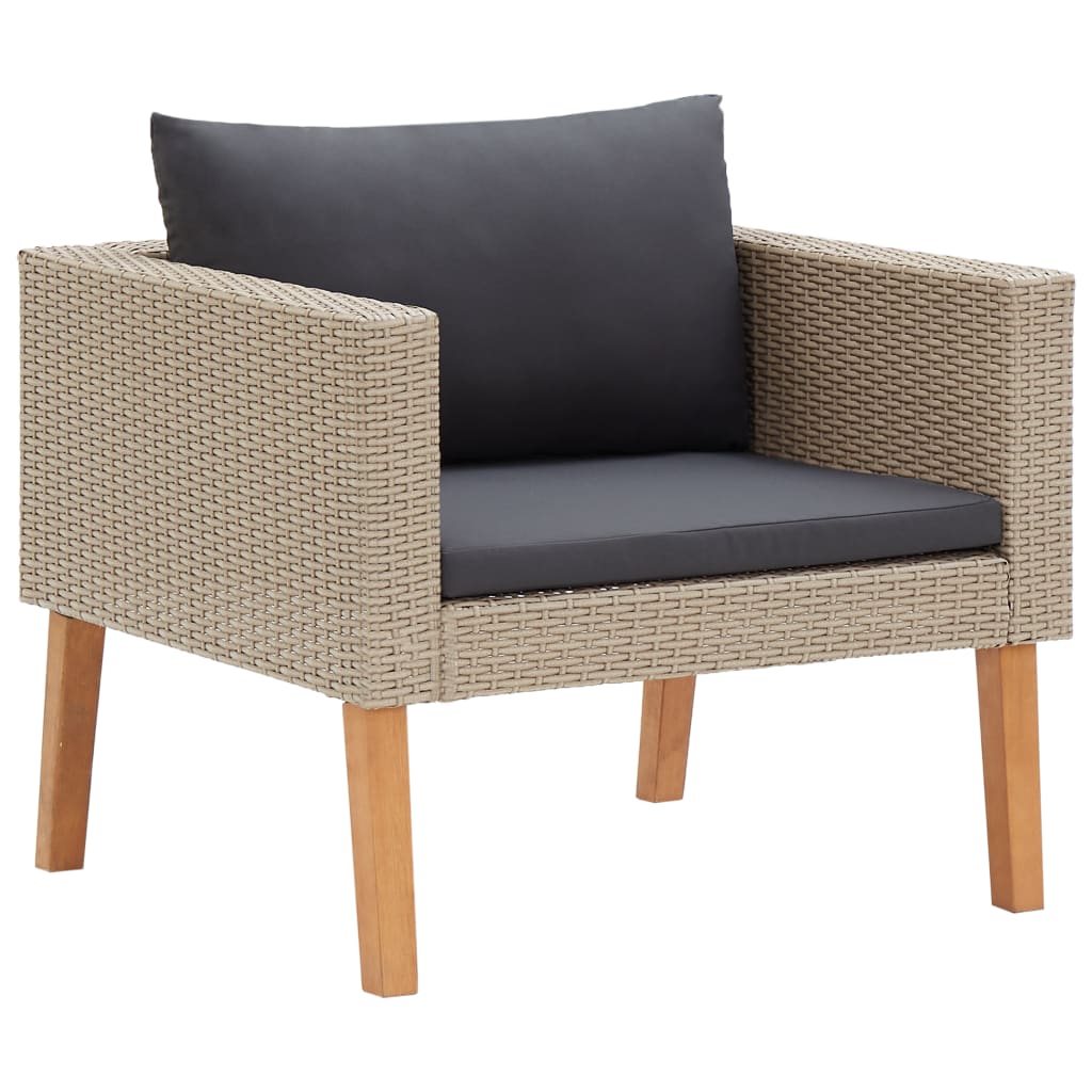 1-Sitzer-Gartensofa mit Auflagen Poly Rattan Beige 1-Sitzer-Gartensofa mit Auflagen Poly Rattan Beige