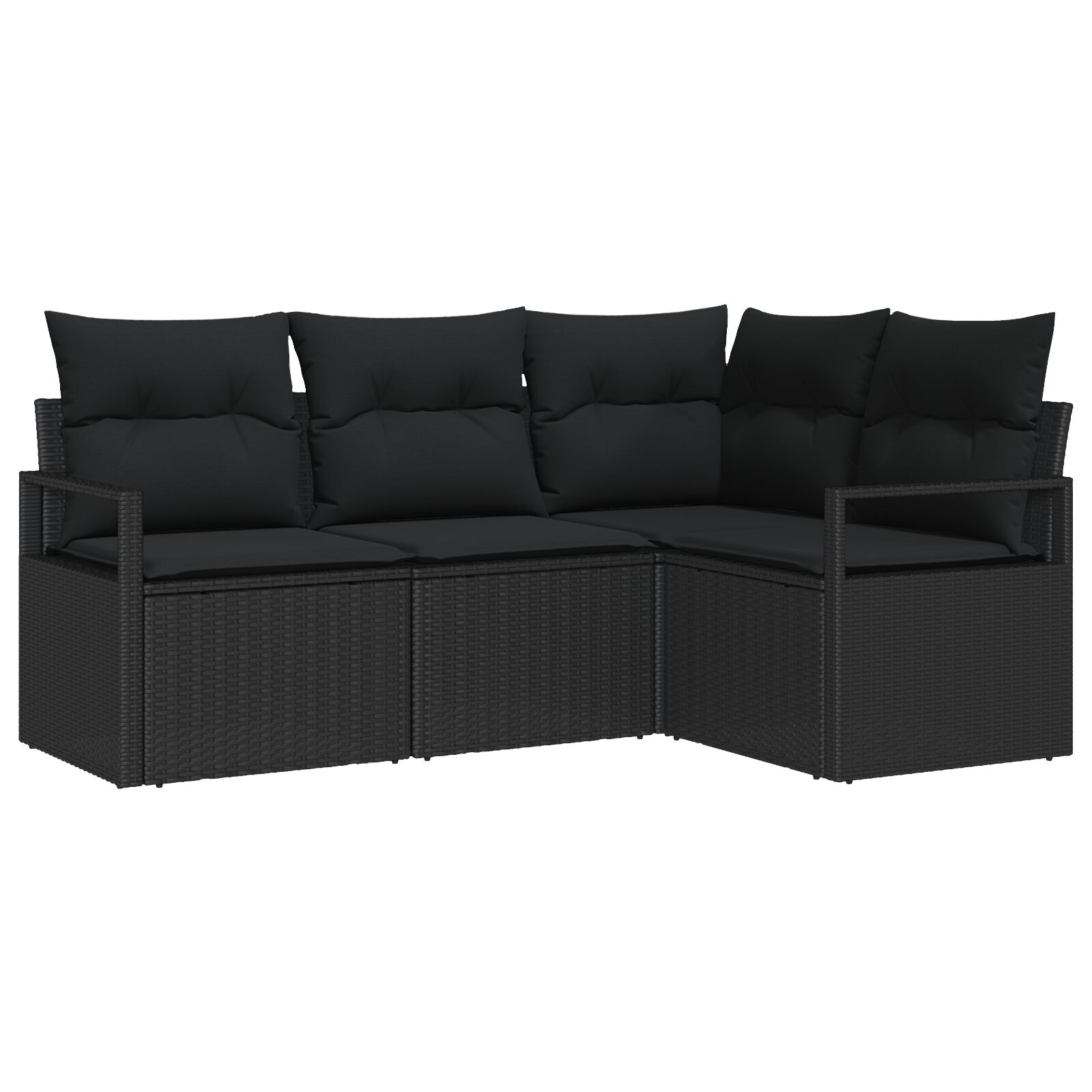 4-teiliges Garten-Sofa-Set mit Kissen Schwarz Poly-Rattan, 2-Sitzer Garten-Sofa mit Kissen Schwarz Poly-Rattan 4-teiliges Garten-Sofa-Set mit Kissen Schwarz Poly-Rattan, 2-Sitzer Garten-Sofa mit Kissen Schwarz Poly-Rattan