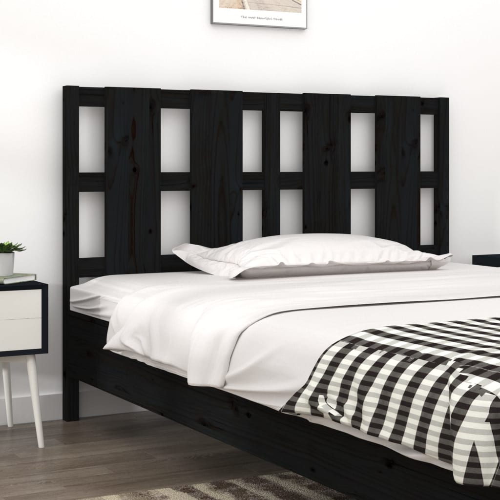 Bett-Kopfteil Schwarz 145,5x4x100 cm Massivholz Kiefer