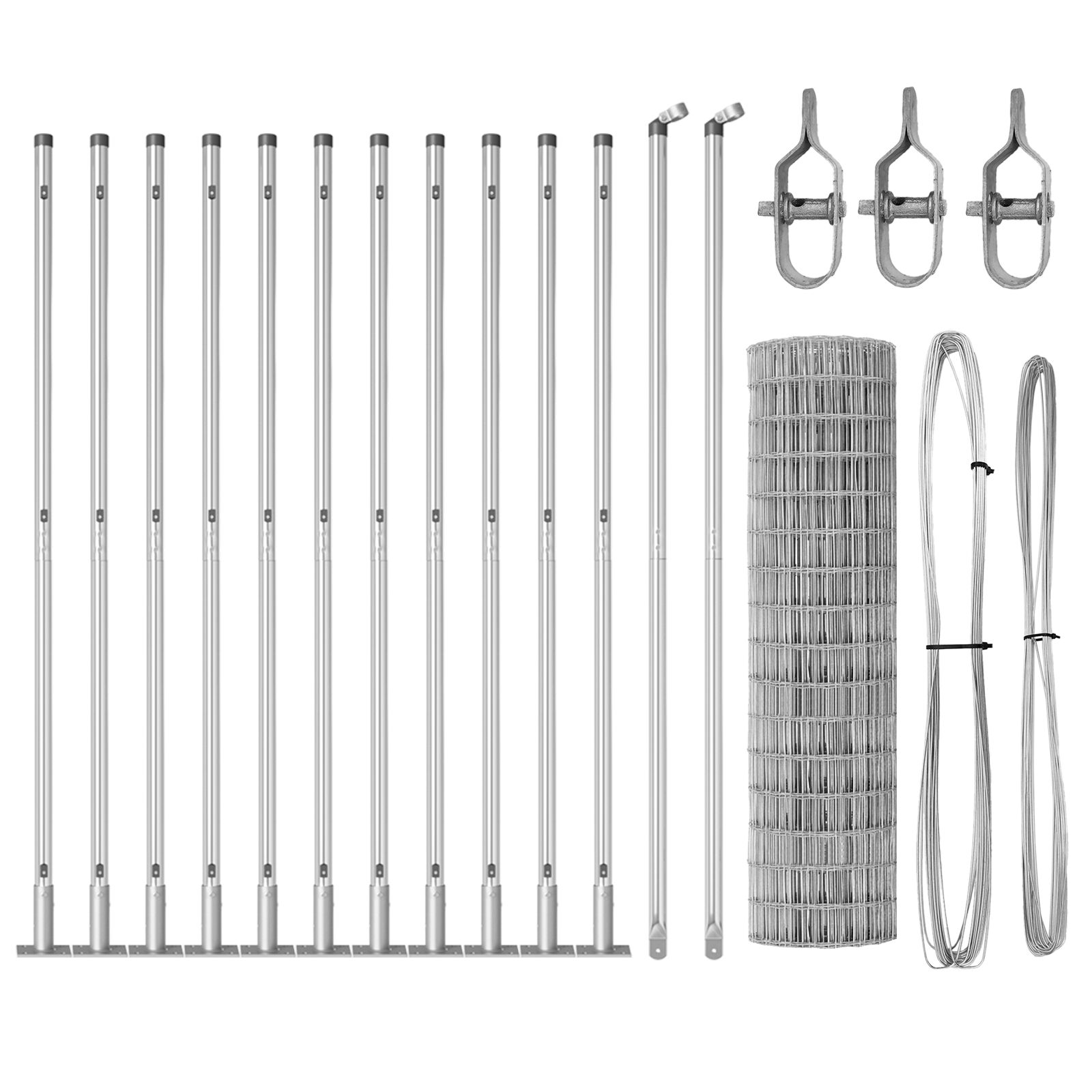 Euro Zaun mit 13 Flanschpfosten 0,8x25 m Verzinkter Stahl