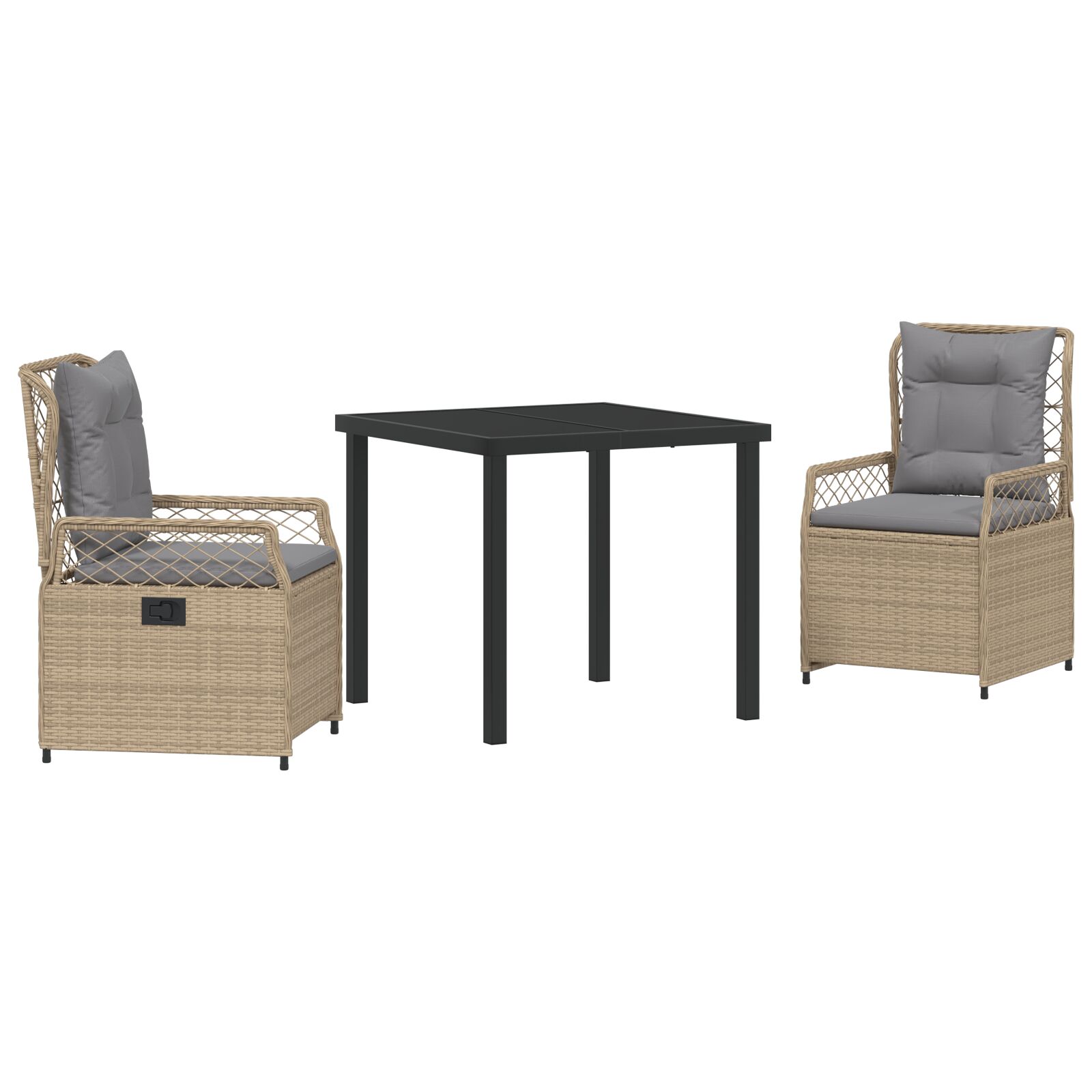 3-teiliges Garten-Dining-Set Beige Poly-Rattan 3-teiliges Garten-Dining-Set Beige Poly-Rattan