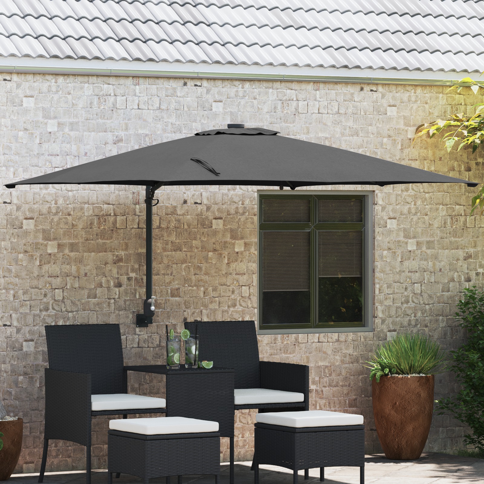 Gartenparasol Anthrazit 248.5 x 247.5 x 160 cm Stoff