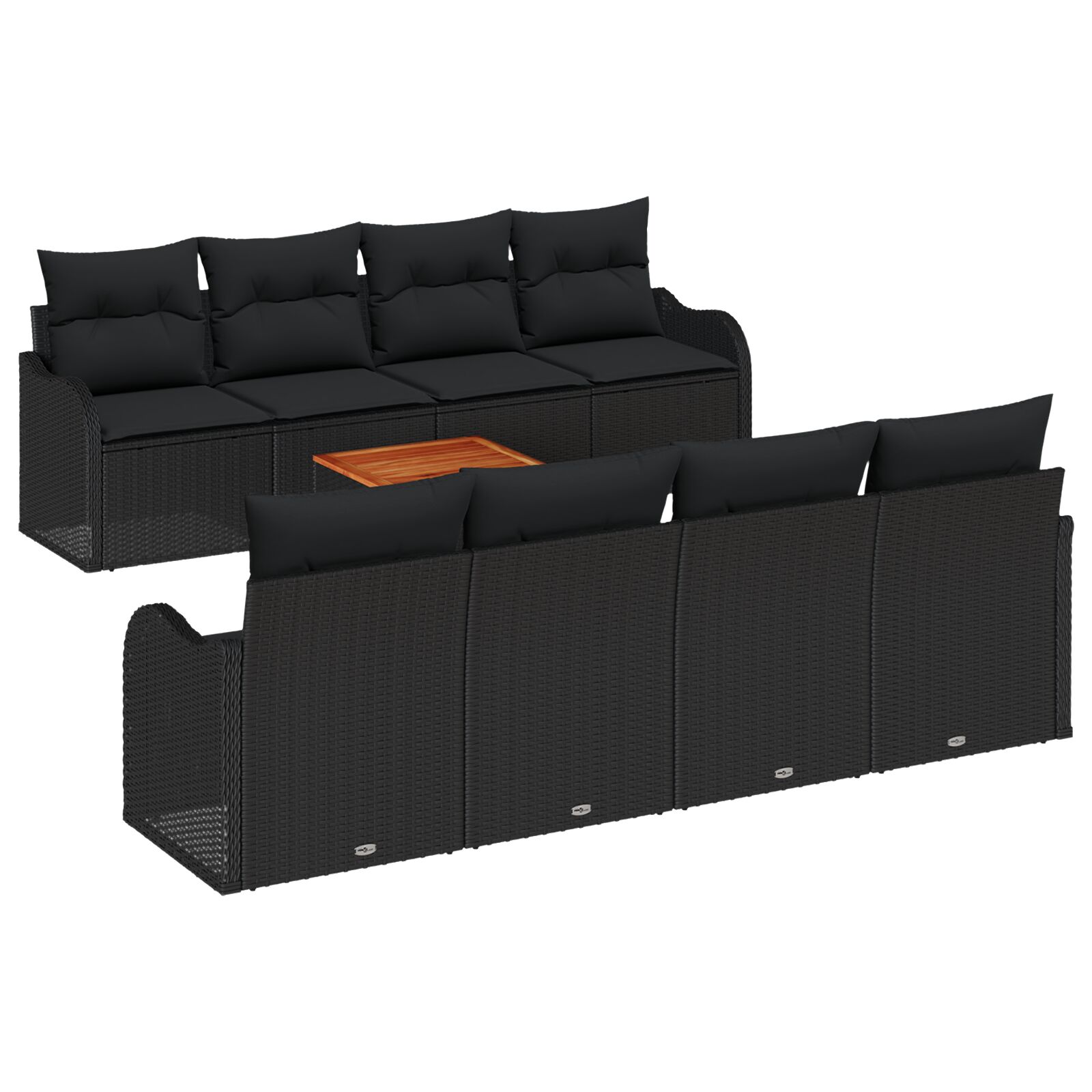 9-teiliges Gartensofa-Set mit Kissen Schwarz Poly-Rattan Akazie, 2-Sitzer Gartensofa mit Kissen Schwarz Poly-Rattan 9-teiliges Gartensofa-Set mit Kissen Schwarz Poly-Rattan Akazie, 2-Sitzer Gartensofa mit Kissen Schwarz Poly-Rattan