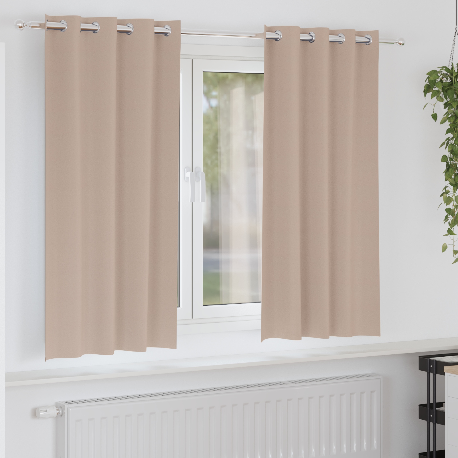 Vorhänge mit Vorhängen 2 pcs Taupe 175 x 140 cm Polyester
