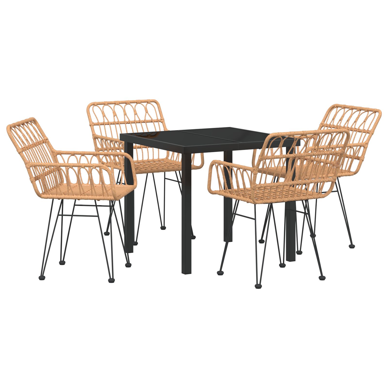 5-teiliges Garten-Esszimmer-Set braunes Poly-Rattan 5-teiliges Garten-Esszimmer-Set braunes Poly-Rattan