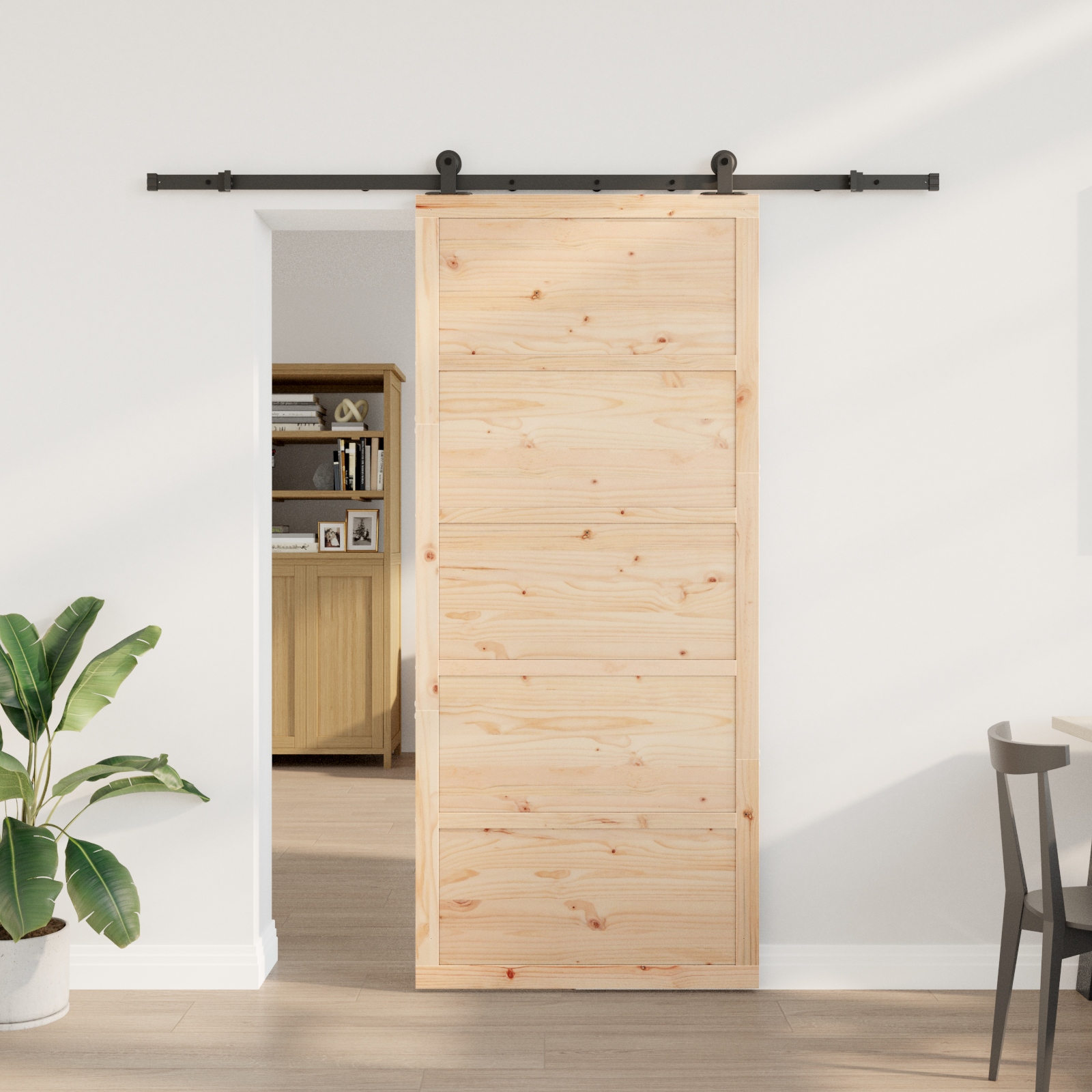 Schiebetür Braun 80 x 208 cm Massivholz Kiefer