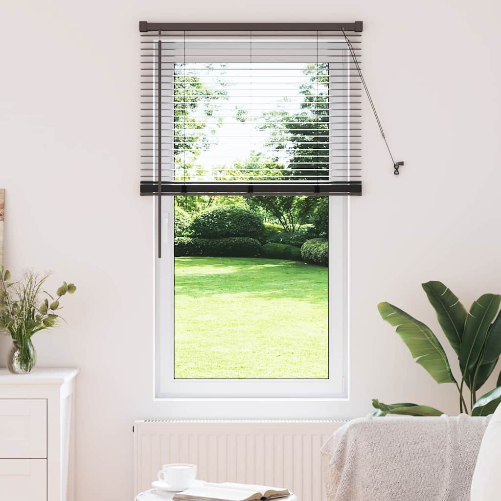 Fenster Jalousie mit Vorhängen Sonstiges Schwarz 80 x 130 cm Aluminium