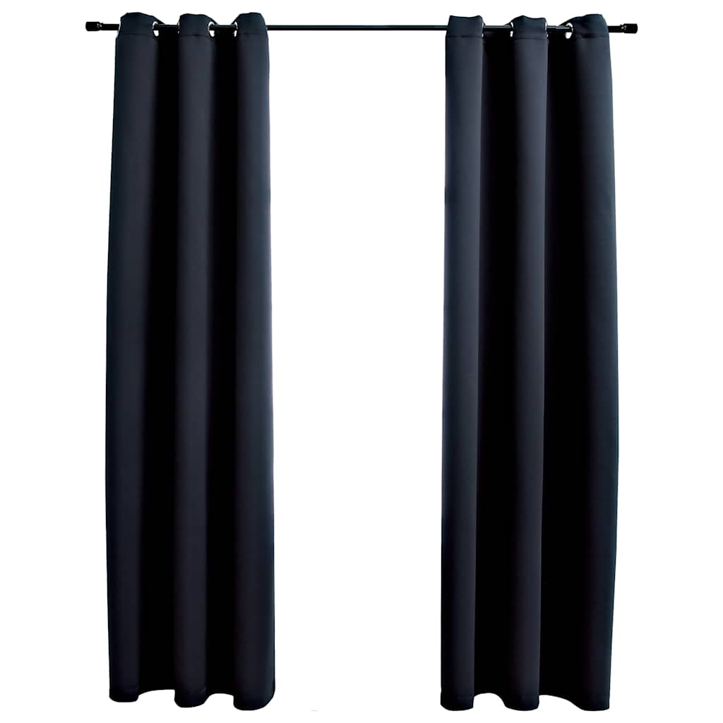 Verdunkelungsvorhänge mit Ringen 2 Stk. Schwarz 97x213 cm Stoff