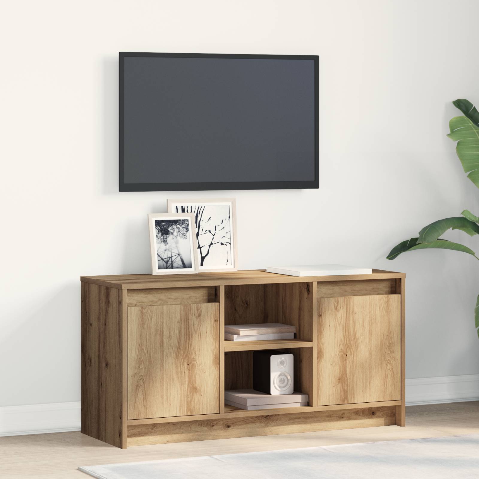 Entertainment Center Artisan Eiche Holzwerkstoff Mittel Regale