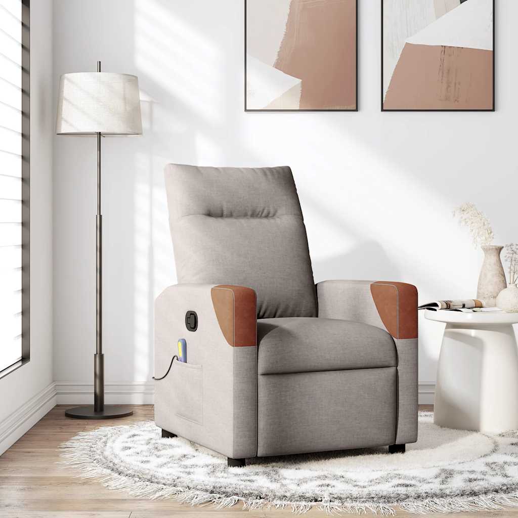 Massagesessel Taupe Stoff