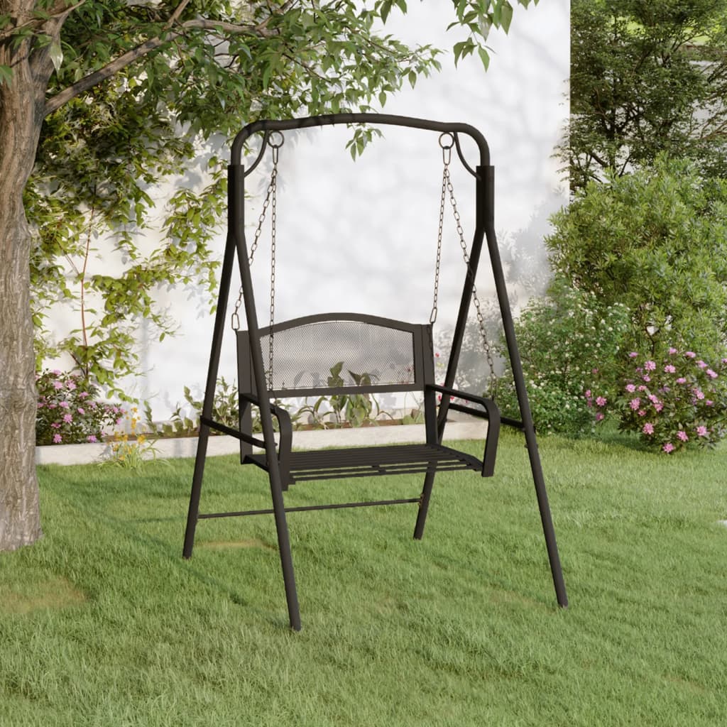 Hollywoodschaukel 124 cm Schwarz Stahl Hollywoodschaukel 124 cm Schwarz Stahl