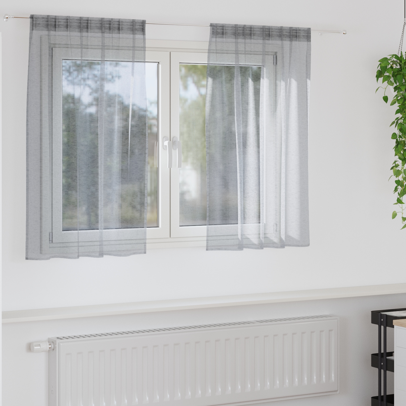 Vorhänge mit Vorhängen 2 pcs Dunkelgrau 140 x 140 cm Polyester