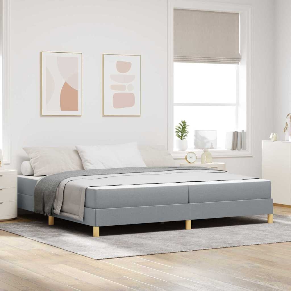 Boxspringbett Taupe, Braun 200 x 200 cm Stoff, Ingenieurholz