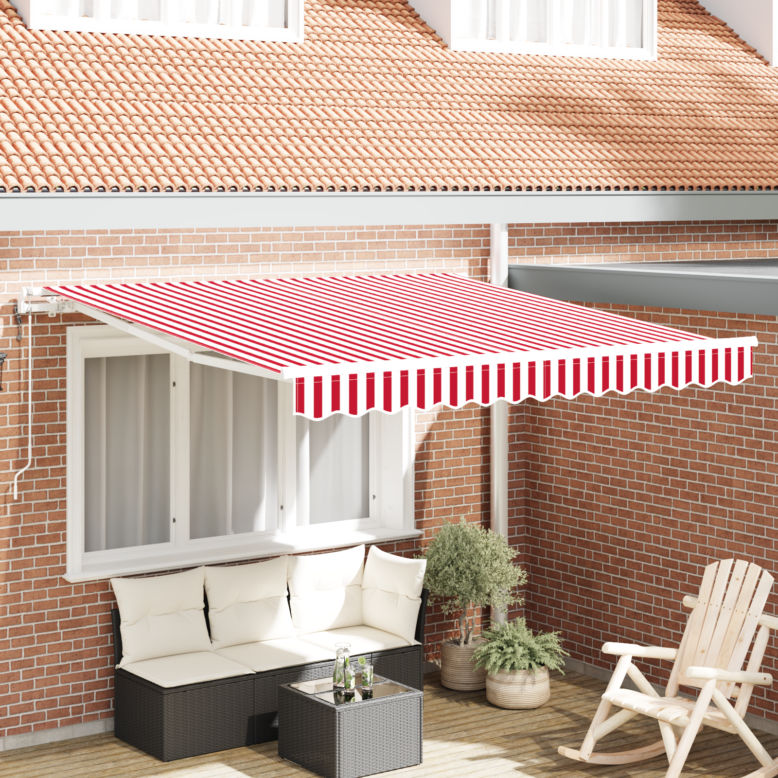 Automatische Einziehbare Markise Rot und Weiß 300x250 cm