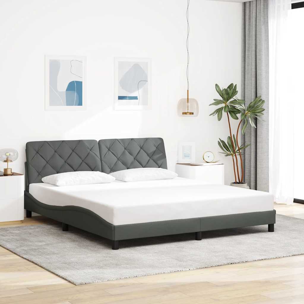 Bettgestell ohne Matratze Dunkelgrau 180x200 cm Stoff