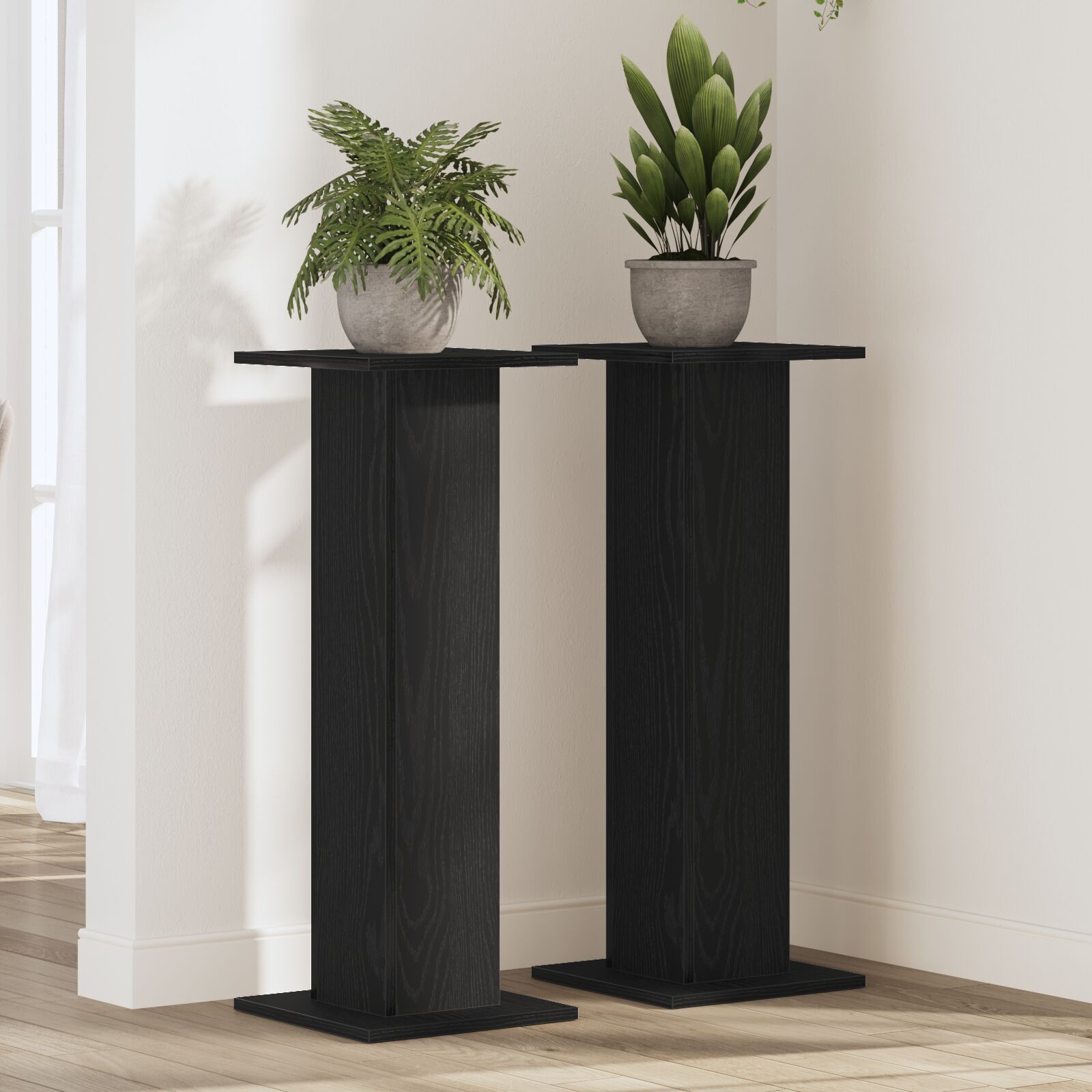 vidaXL Pflanzenständer 2 Stück Schwarz Eiche 30x30x80 cm Holzwerkstoff