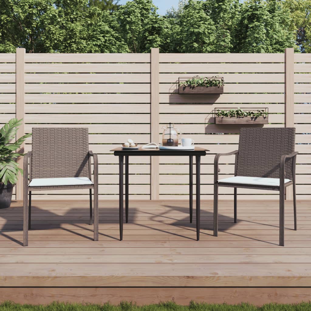 Gartenstühle mit Kissen 2 Stk. Braun 56x59x84 cm Poly Rattan Gartenstühle mit Kissen 2 Stk. Braun 56x59x84 cm Poly Rattan