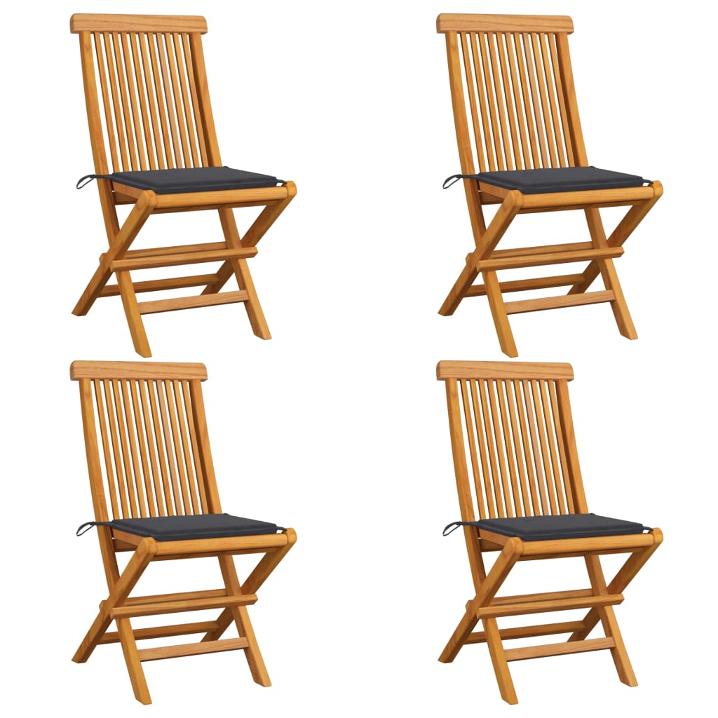 Gartenstühle mit Anthrazit Kissen 4 Stk. Massivholz Teak Gartenstühle mit Anthrazit Kissen 4 Stk. Massivholz Teak