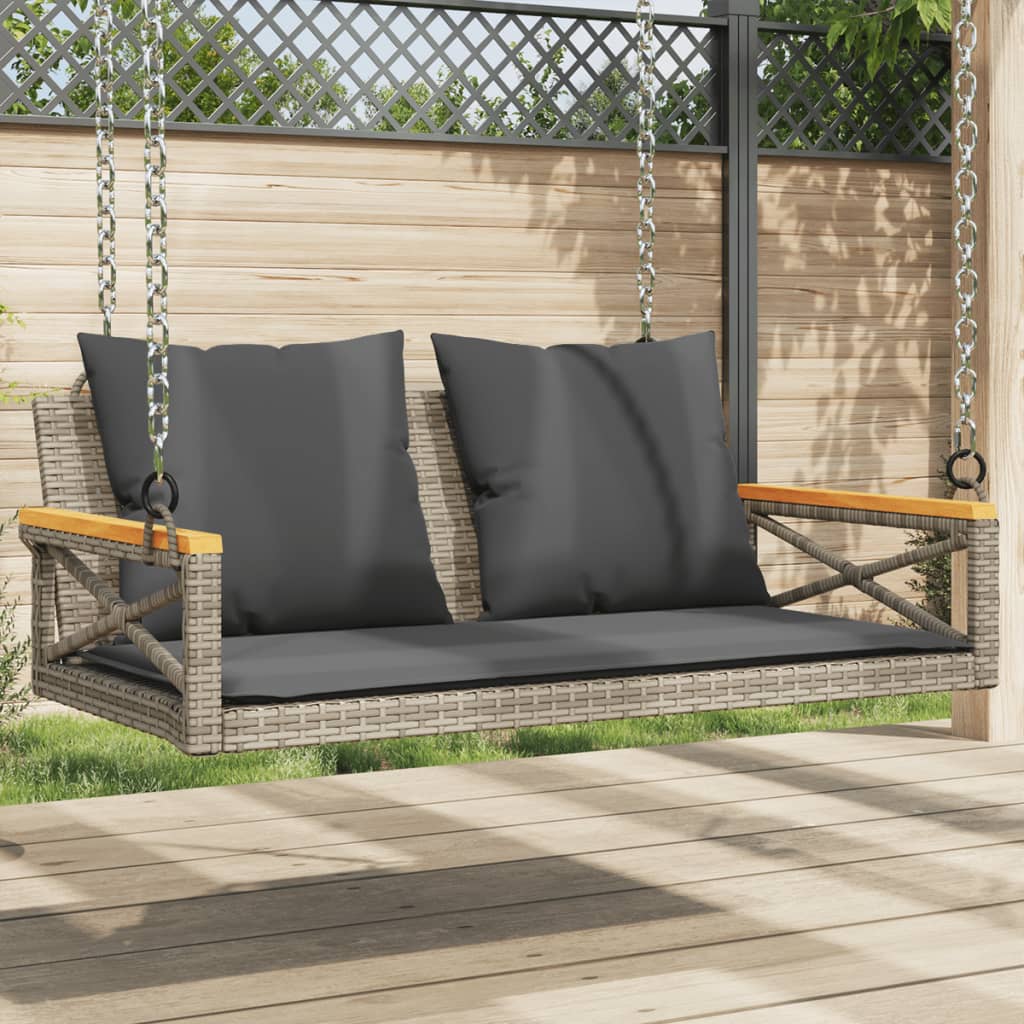 Hängebank mit Kissen Grau 109x62x40 cm Poly Rattan Hängebank mit Kissen Grau 109x62x40 cm Poly Rattan